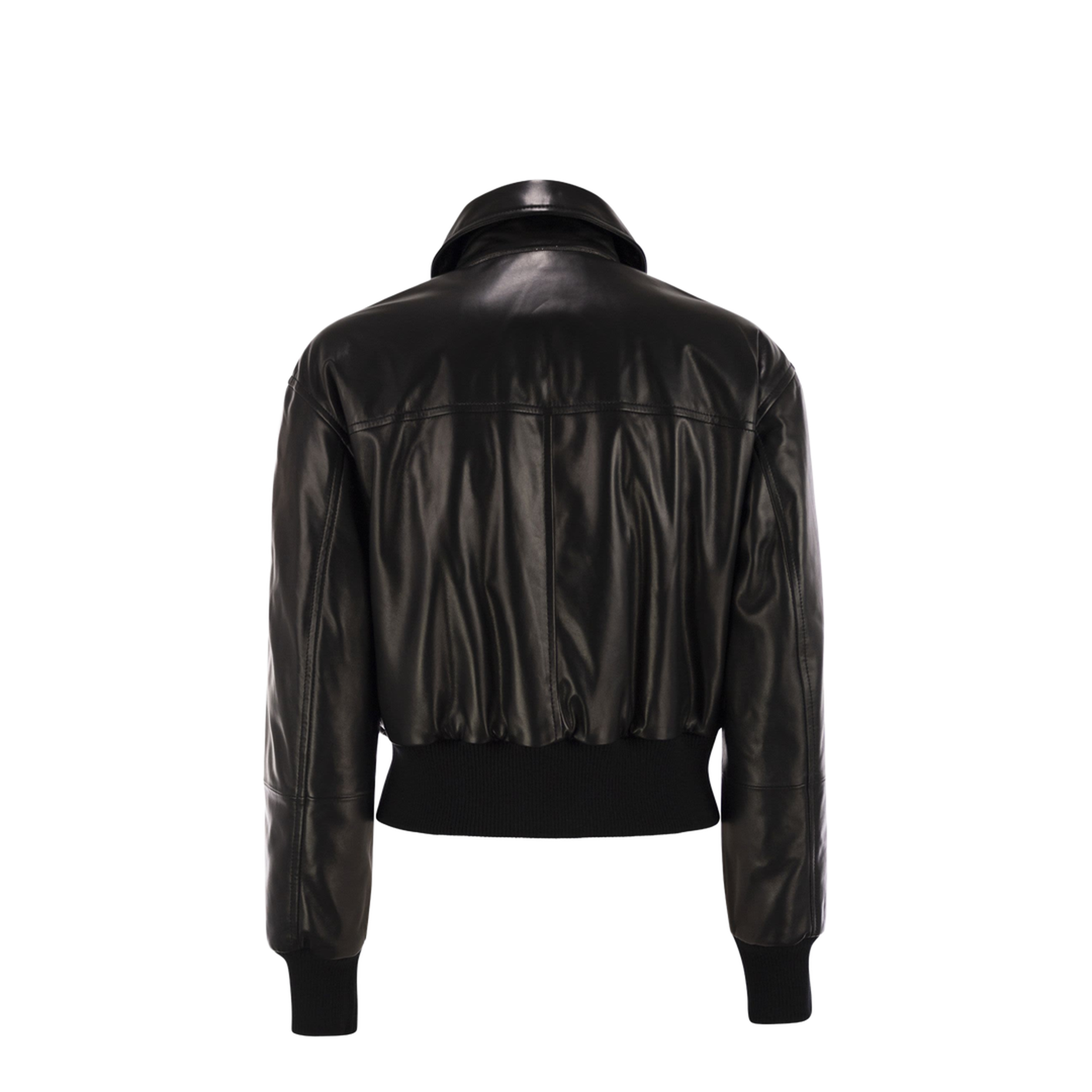 Women's Leather Bomber Jacket with Jewellery