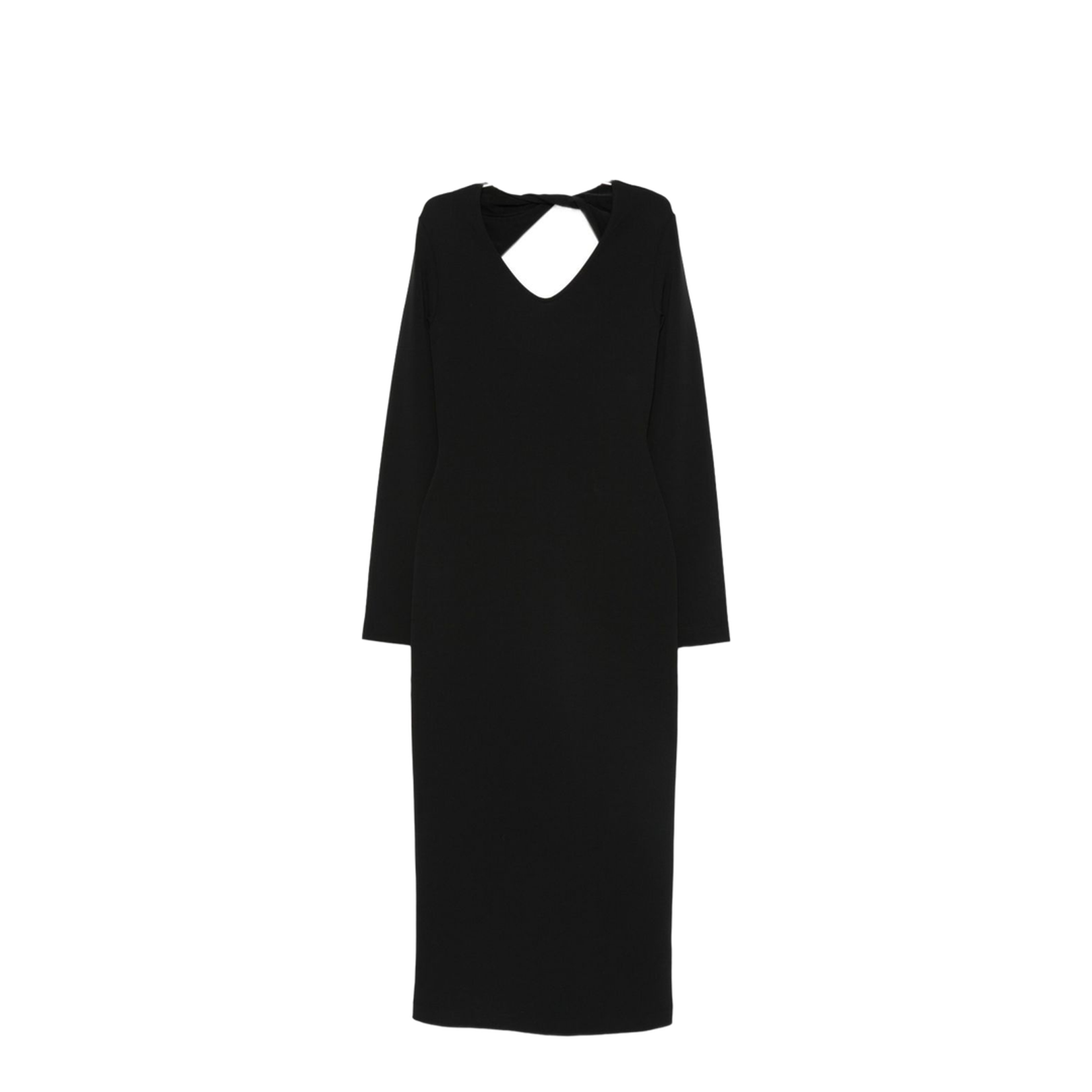 Black Dress with Long Sleeves and Knot Detail