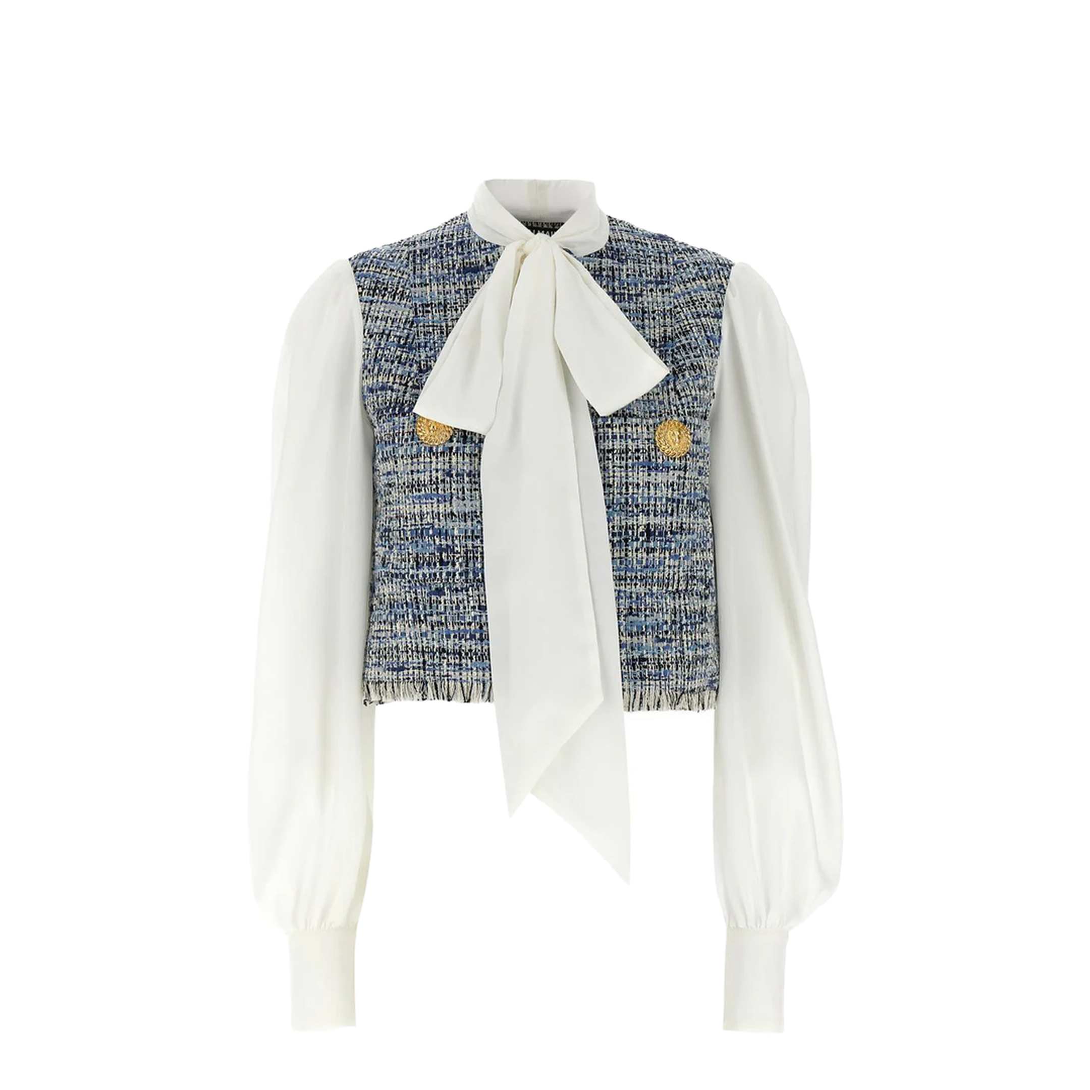 Tweed Cropped Jacket Blue