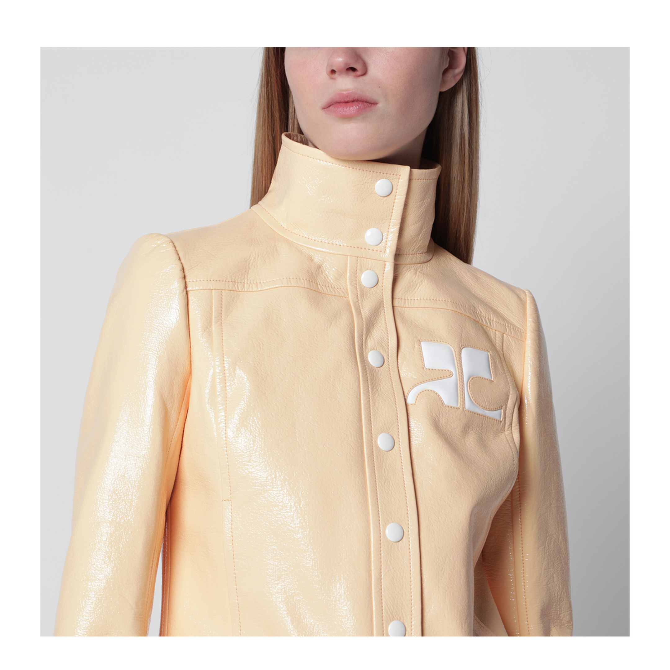 MAYFEYR - Courreges - Reedition High Neck Vinyl Jacket In Orange - 223CBL005VY00143058