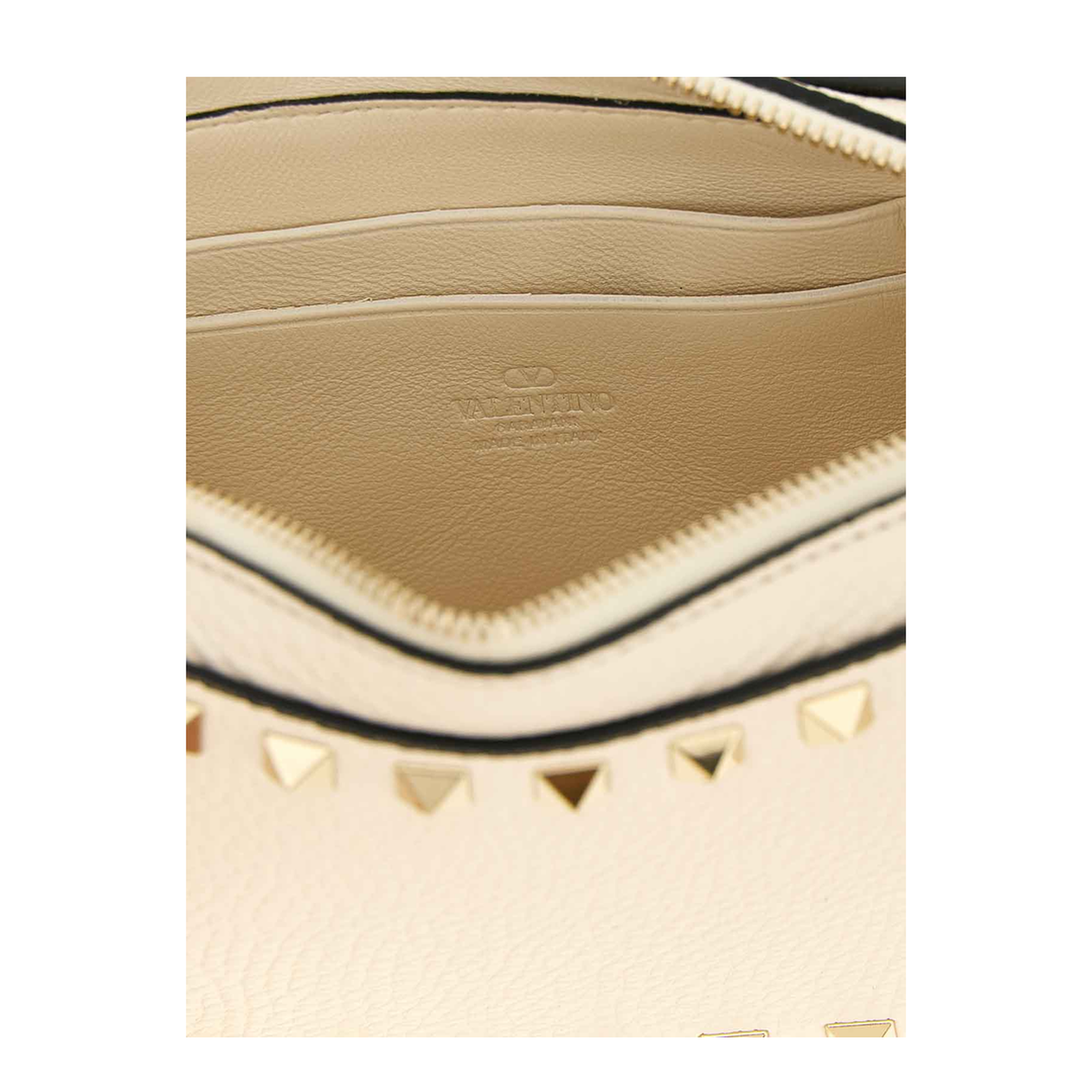 Rockstud Clutch Bag Leather White