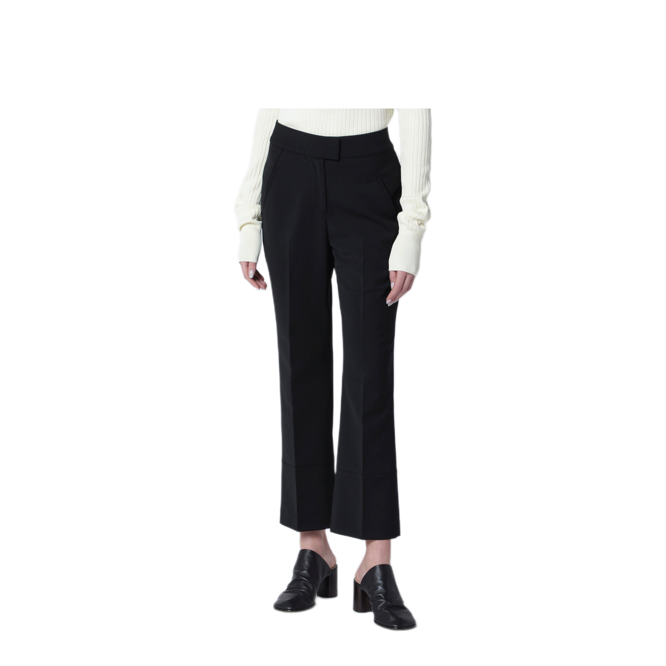 MAYFEYR - Entire Studios - Black Wool Blend Flared Cropped Trousers - ESSS26PA01244PL6247