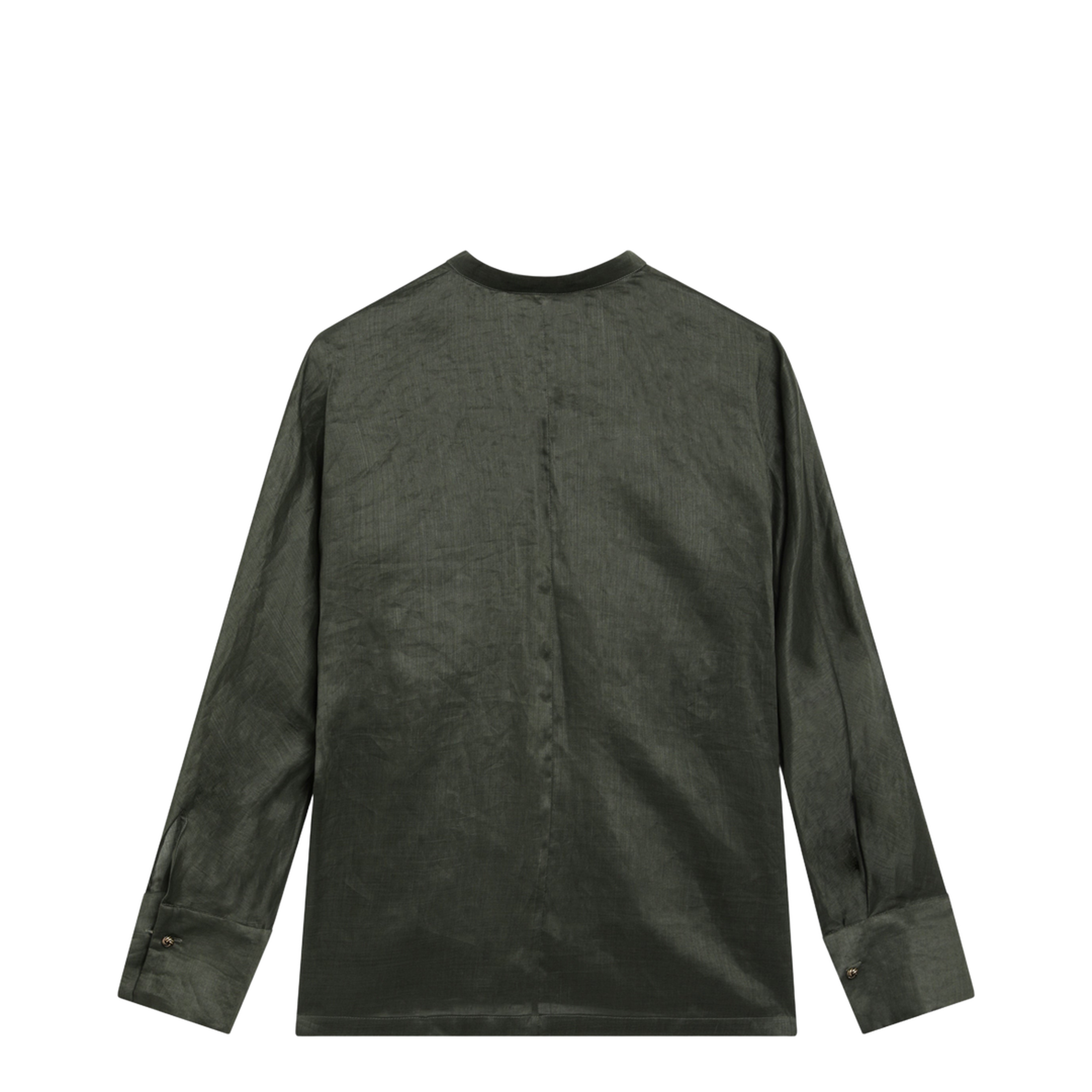 MAYFEYR - - Ramie Canvas Shirt In Khaki Green - MSTBALDILI061