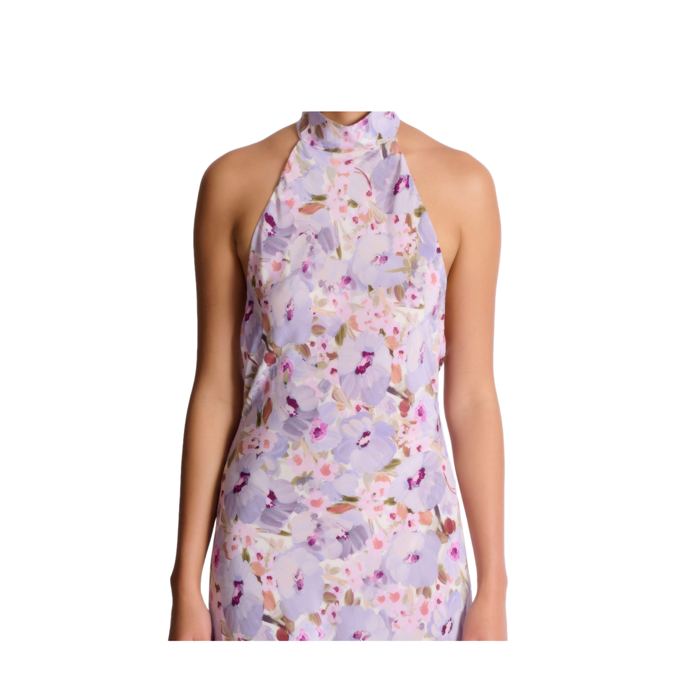 Silk Dress with Floral Motif
