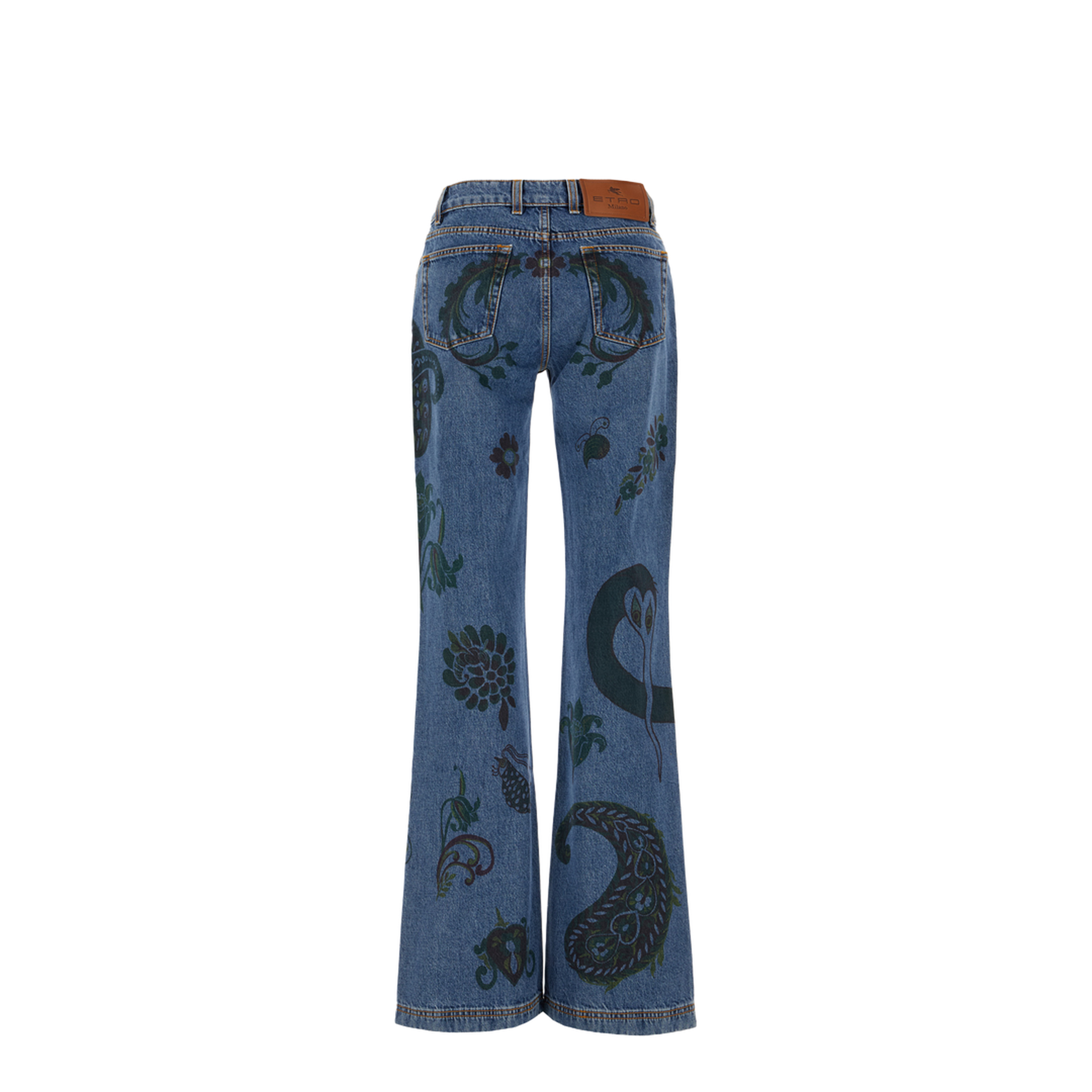 Flared Jeans Flower Bee Print