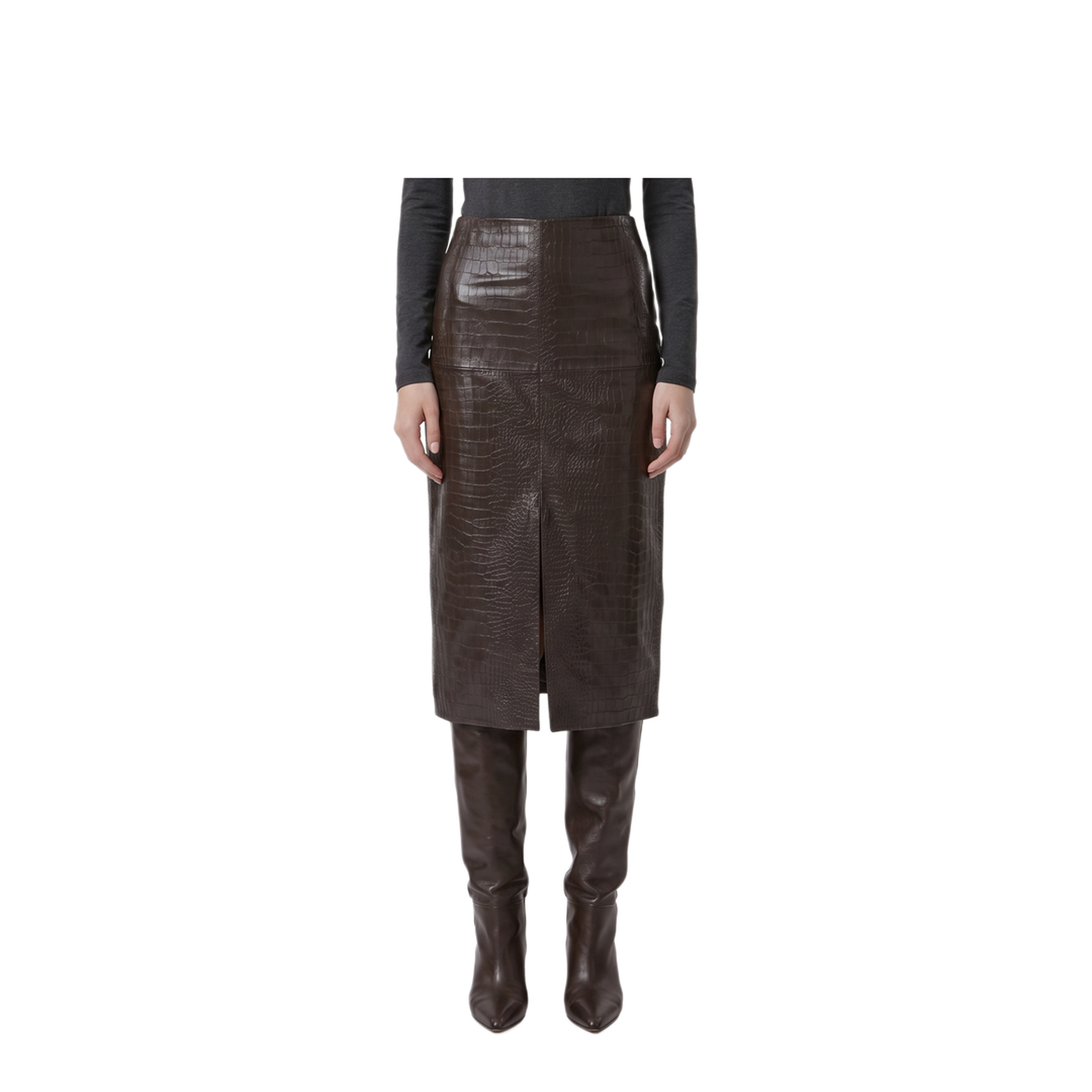 MAYFEYR - Federica Tosi - Crocodile Print Midi Skirt - 3070430169
