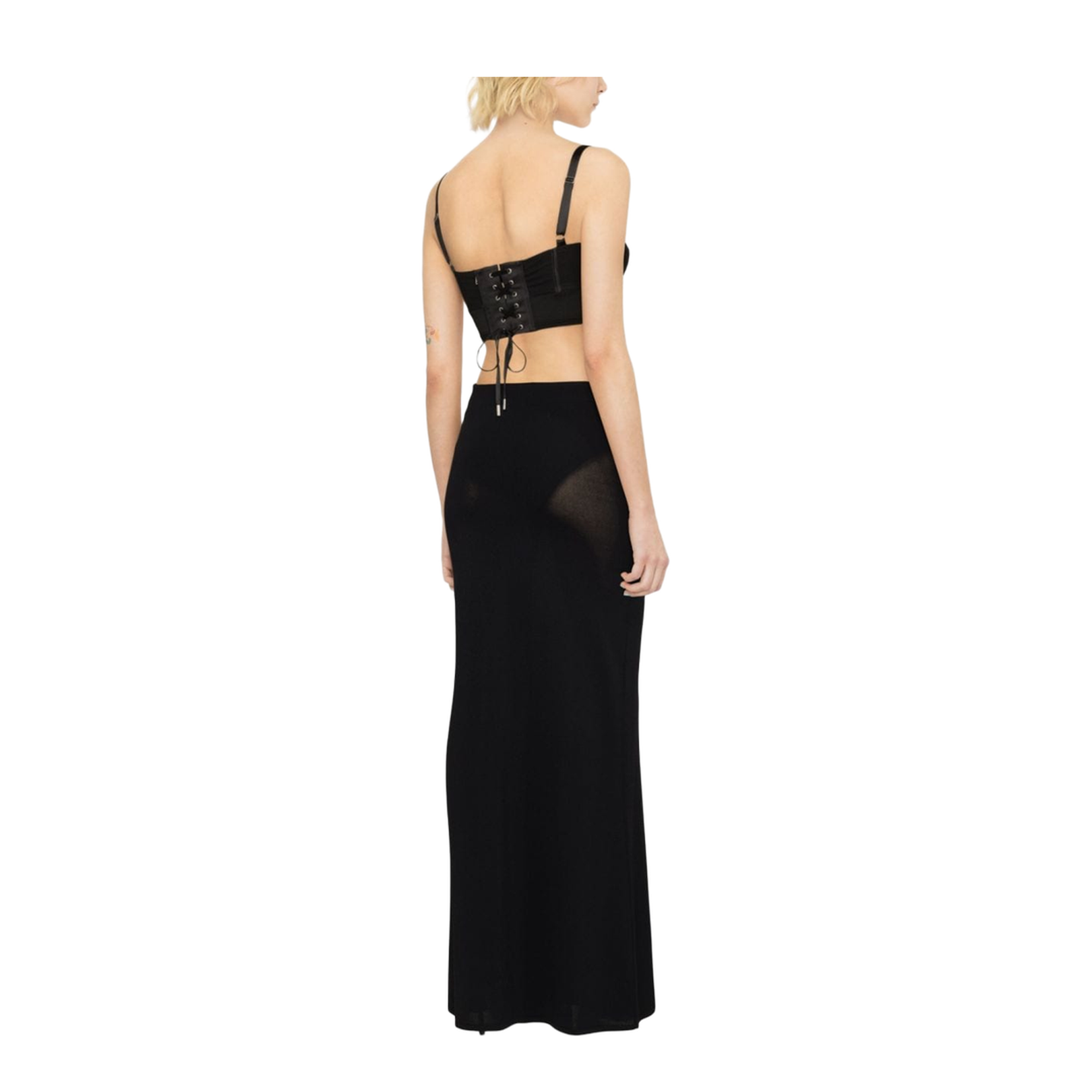 Conical Corset Cropped Top - Black