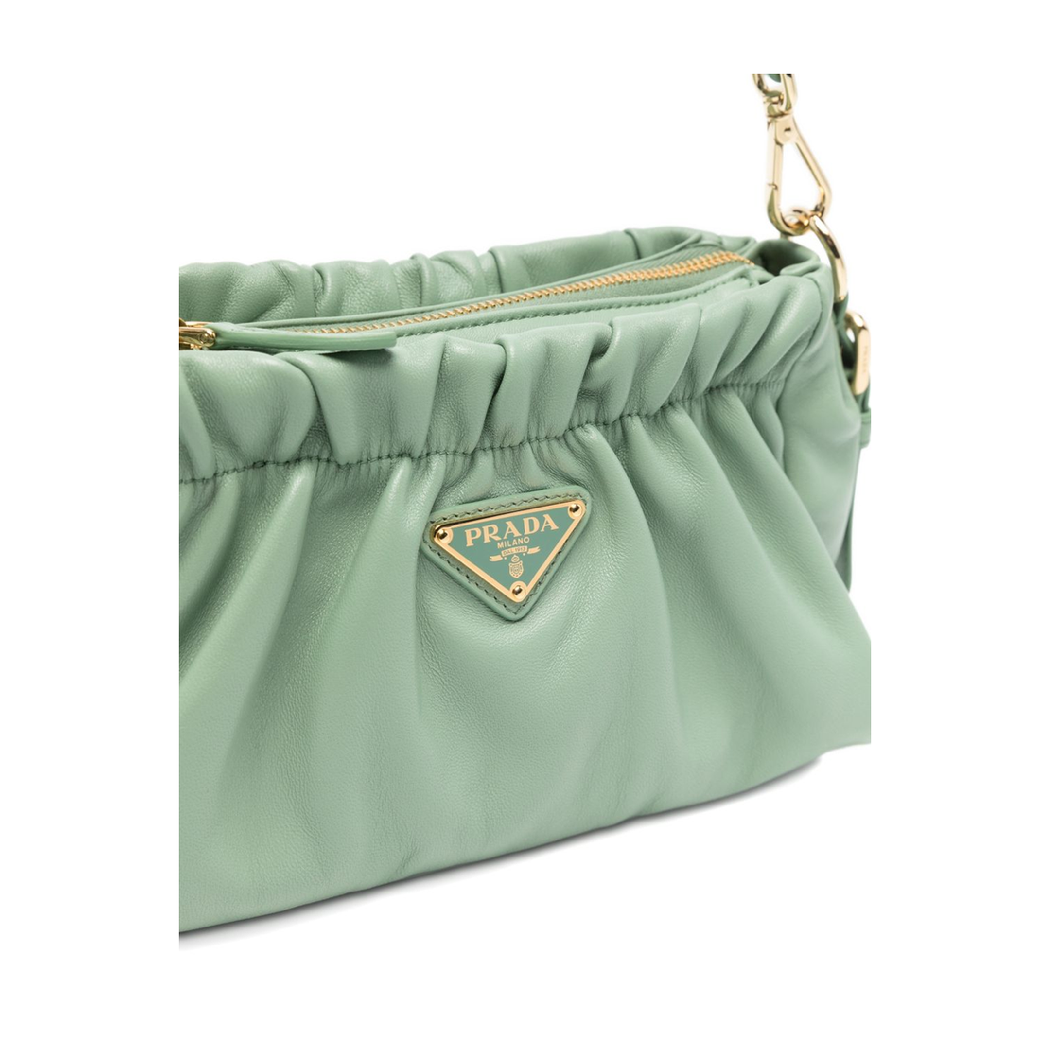 Gathered Nappa Handbag - Acquamarina