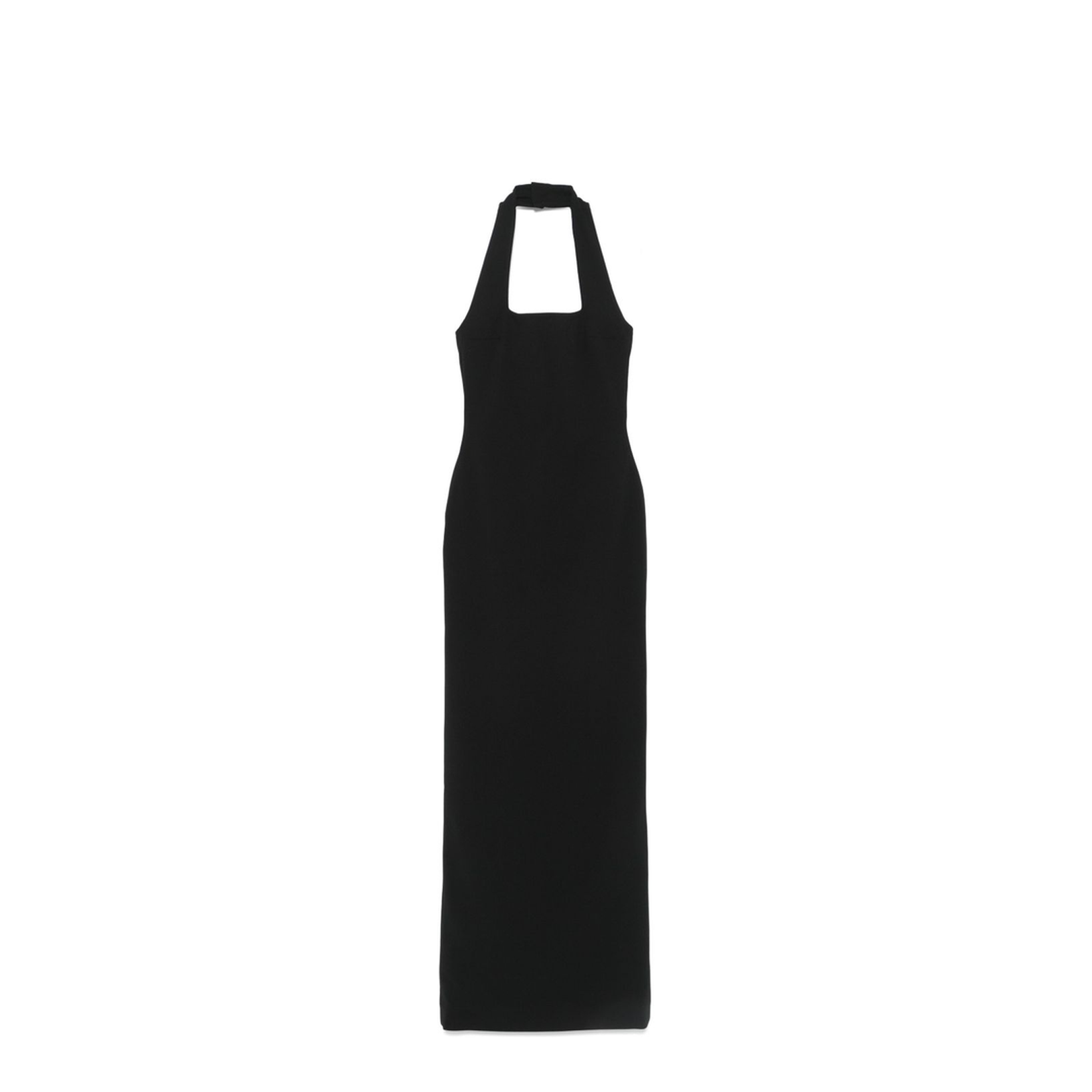 Black Rear Zip Fastening Halterneck Square Neck
