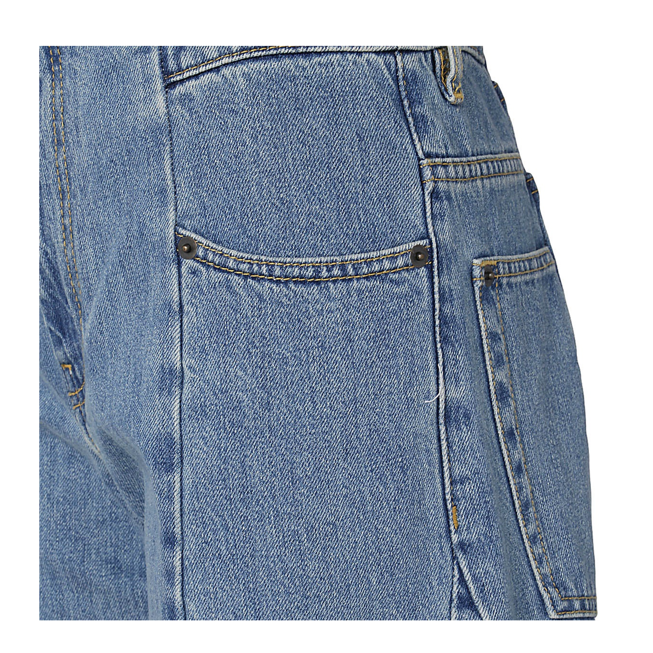 Blue Denim Regular-waisted Wide-leg Jeans