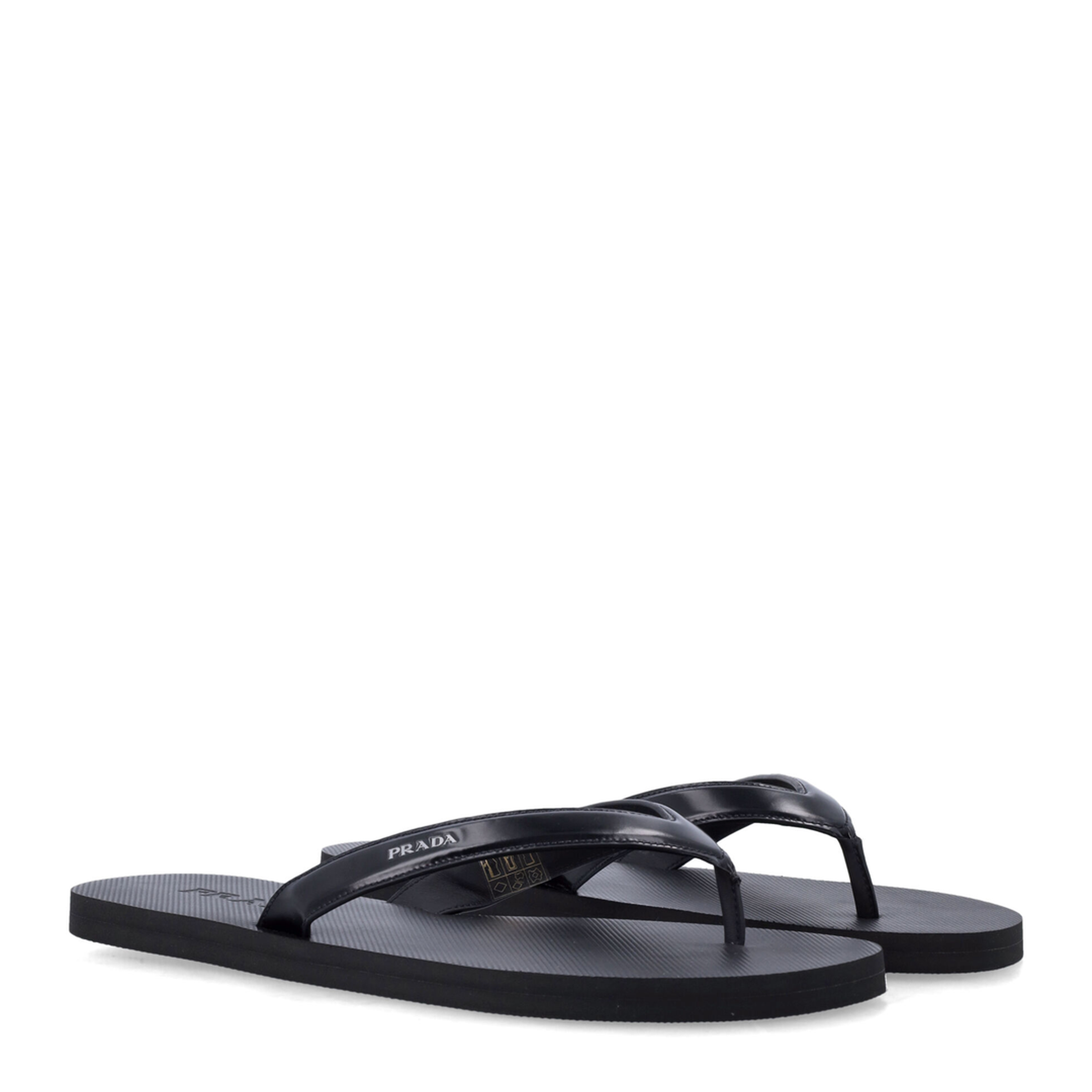 Black Brushed Leather Flip-Flop Sandals