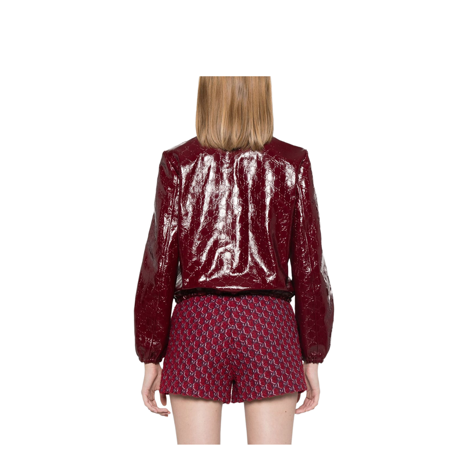 GG Embossed Leather Bomber Jacket