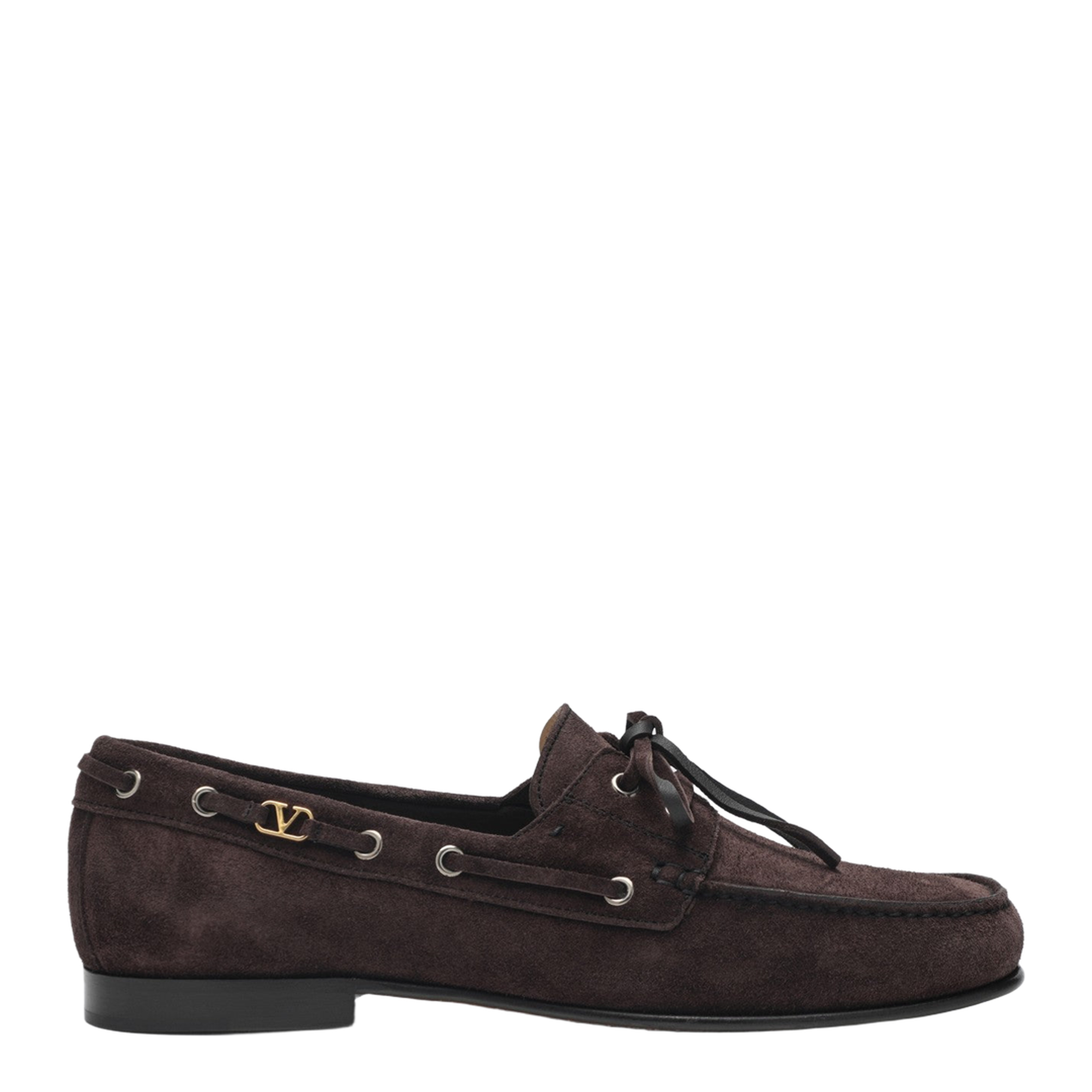 Brown Suede Lace-Up Loafers