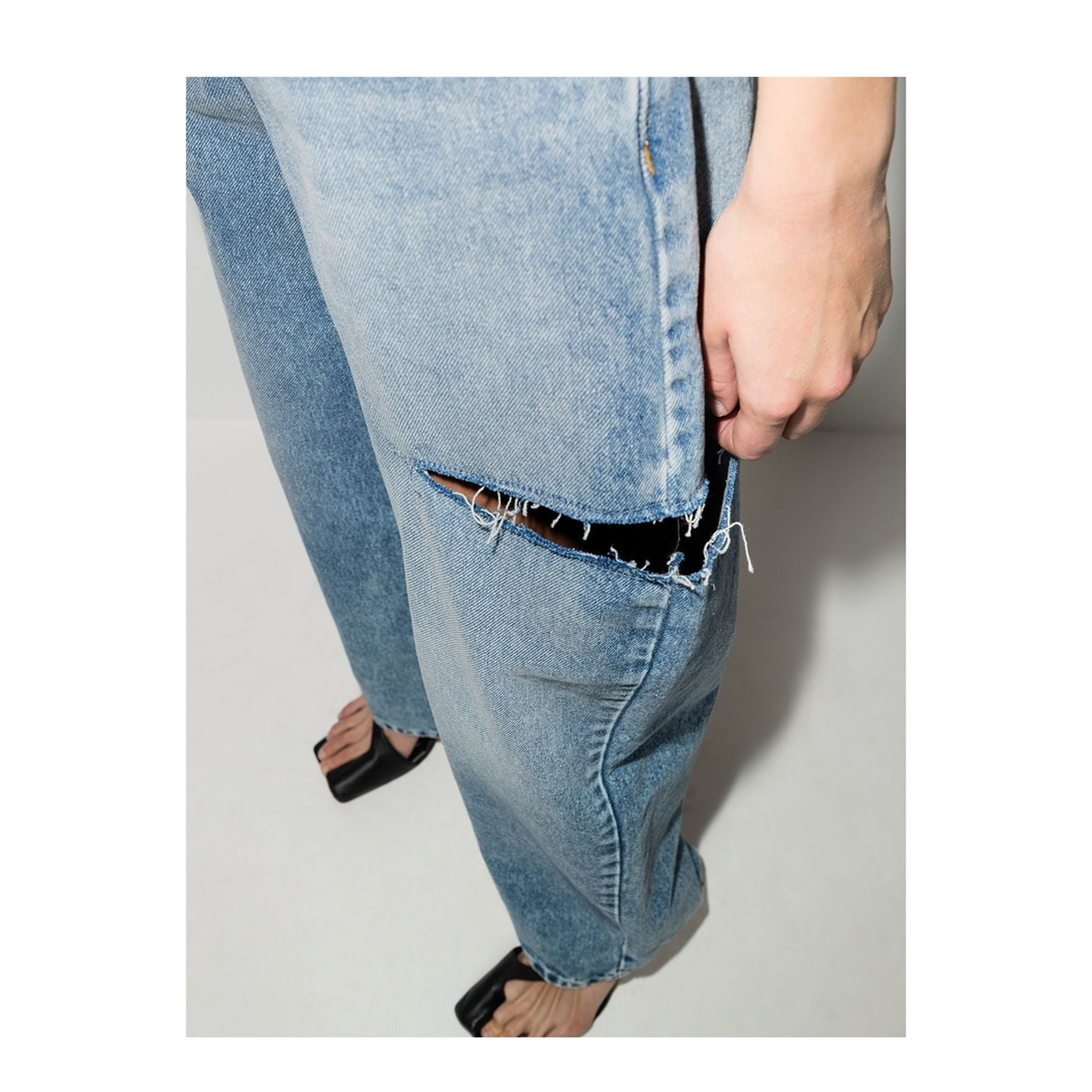 Denim Jeans with Slash Details
