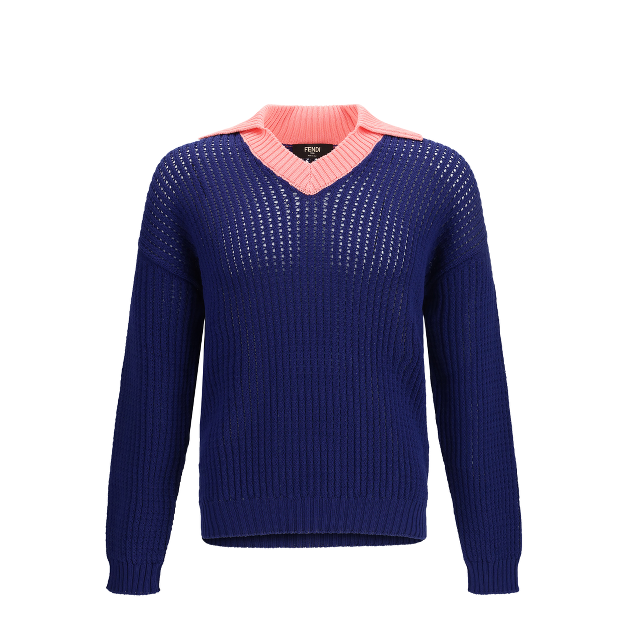 MAYFEYR - Fendi - Ribbed V-Neck Sweater With Ff Motif - FZE077AYY3