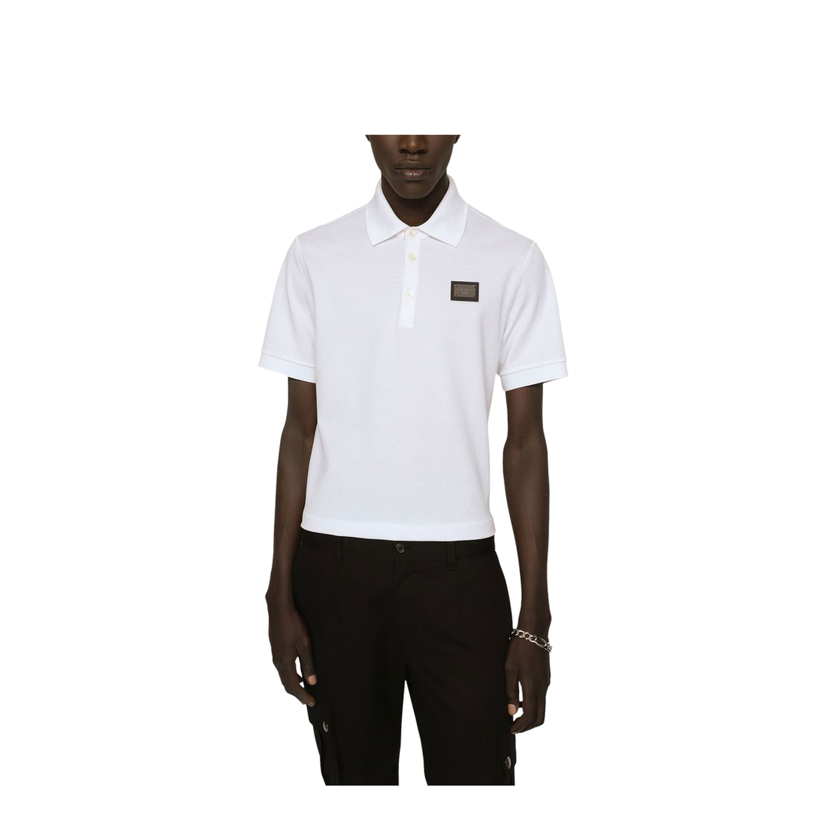 Cotton Piqué Polo Shirt with Branded Tag