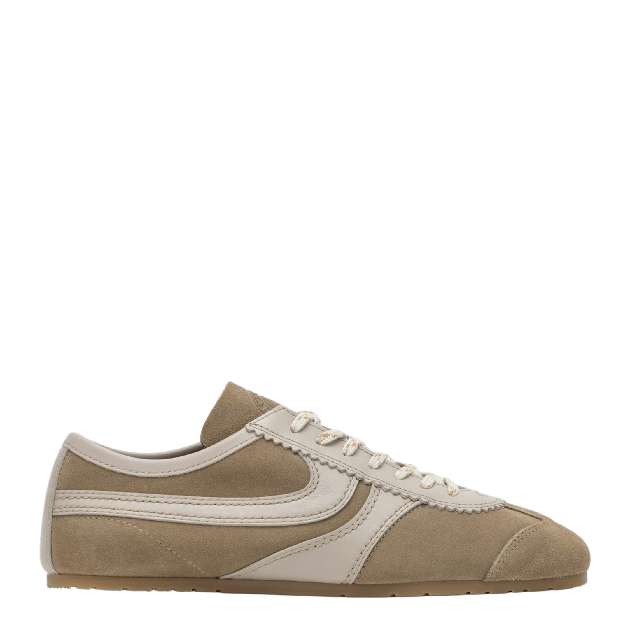 Beige Sneakers in Leather and Suede