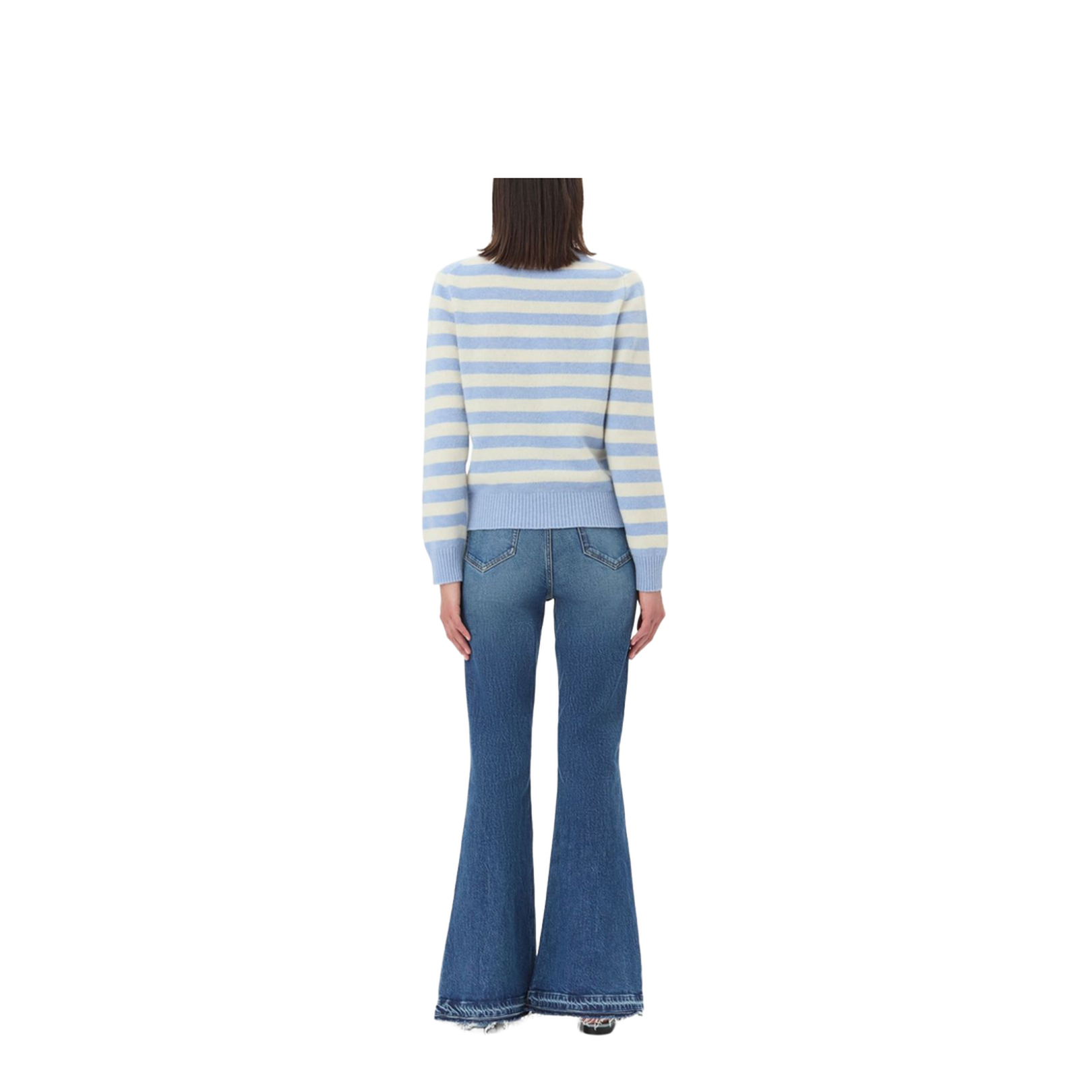 Striped Graphic Wool Mix Cats Knit - Illusion Blue