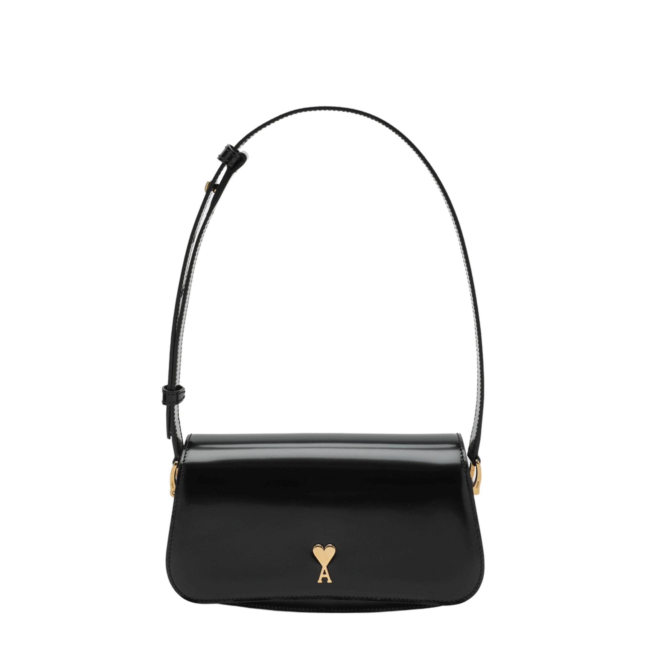 Black Glazed Leather Top Handle Bag