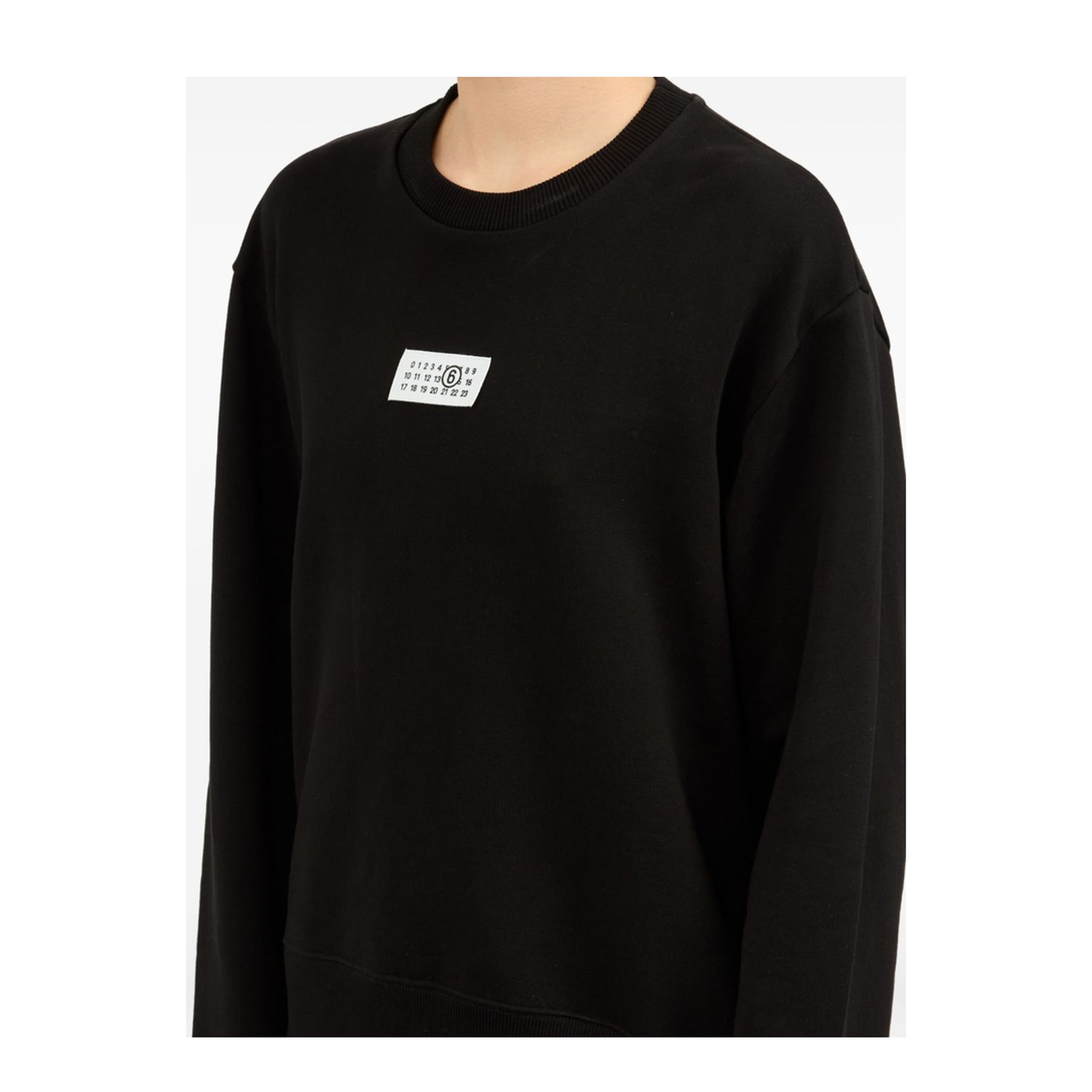 Black Numbers Appliqué Crew Neck Long Sleeve