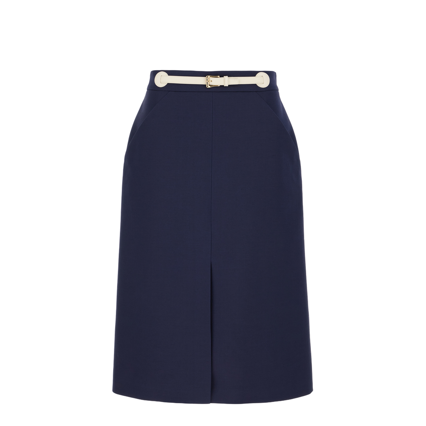 Navy Blue Wool Blend Skirt