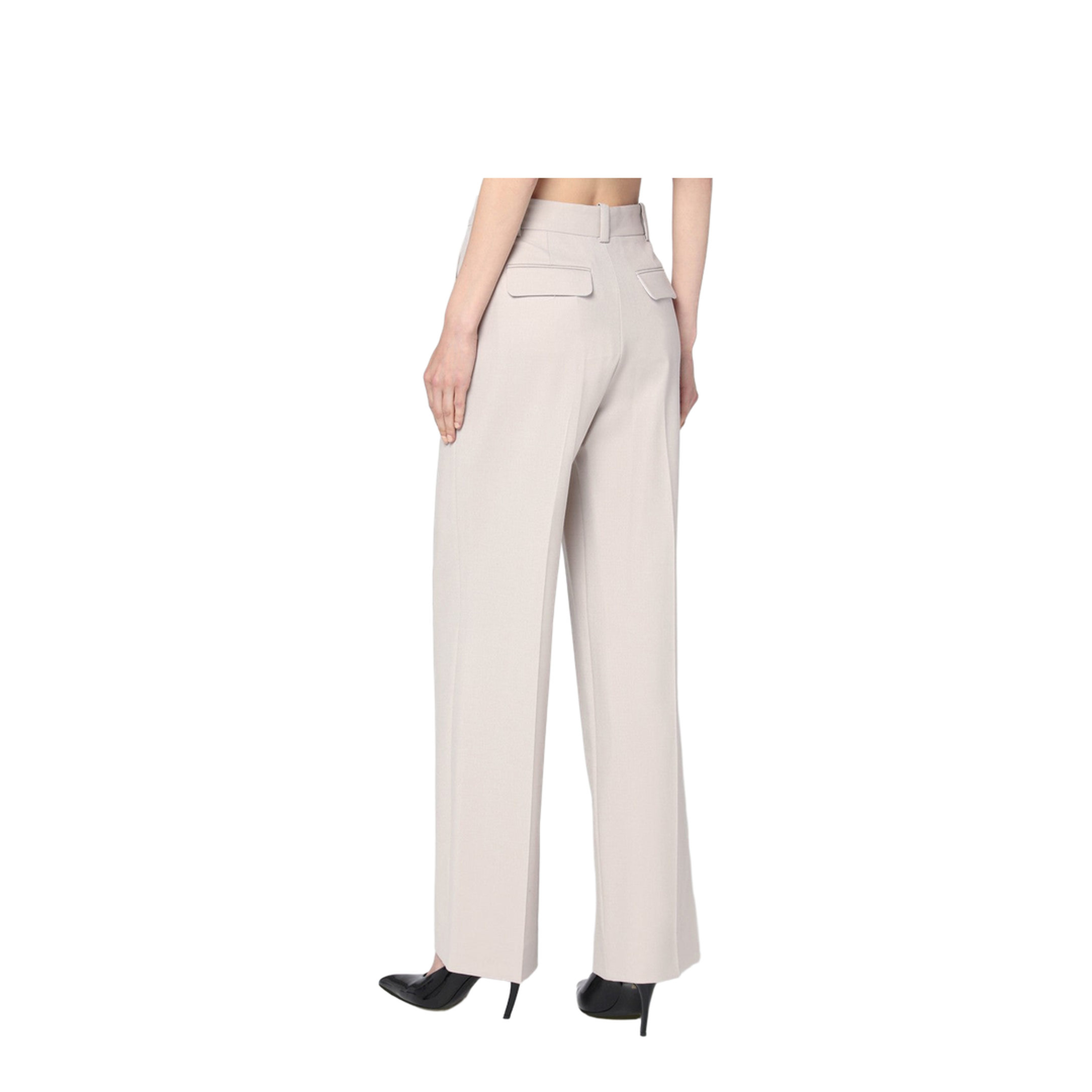 Pumice-Coloured Trousers in Wool Blend