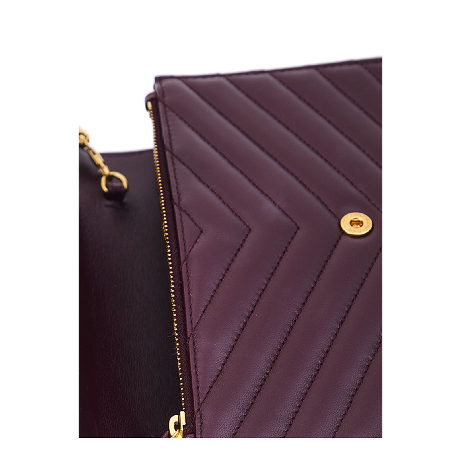 Chevron Quilted Envelope Chain Wallet