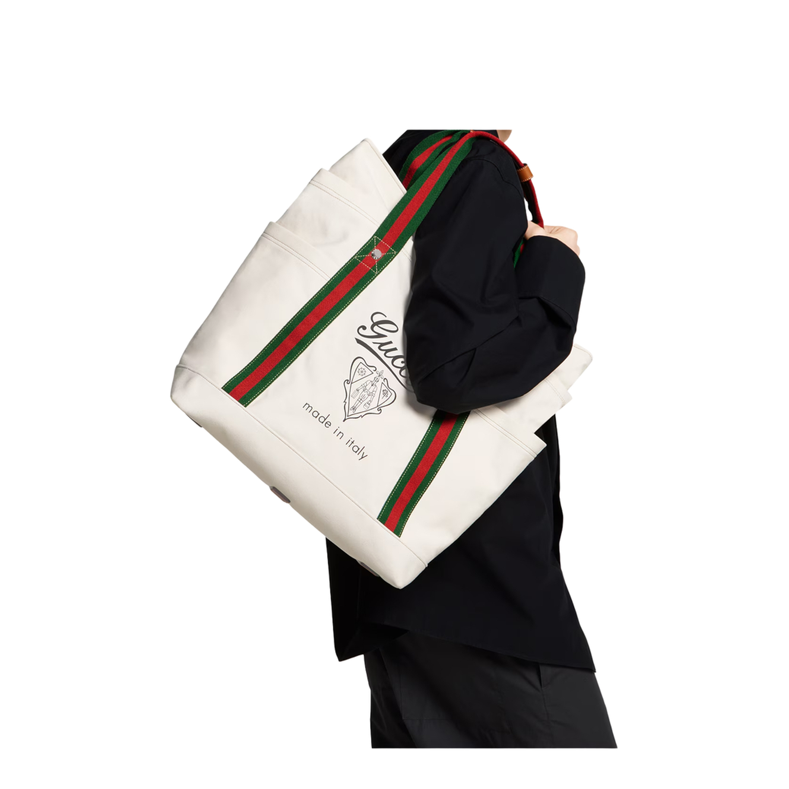 Large Canvas Printed Canvas Tote Bag - White