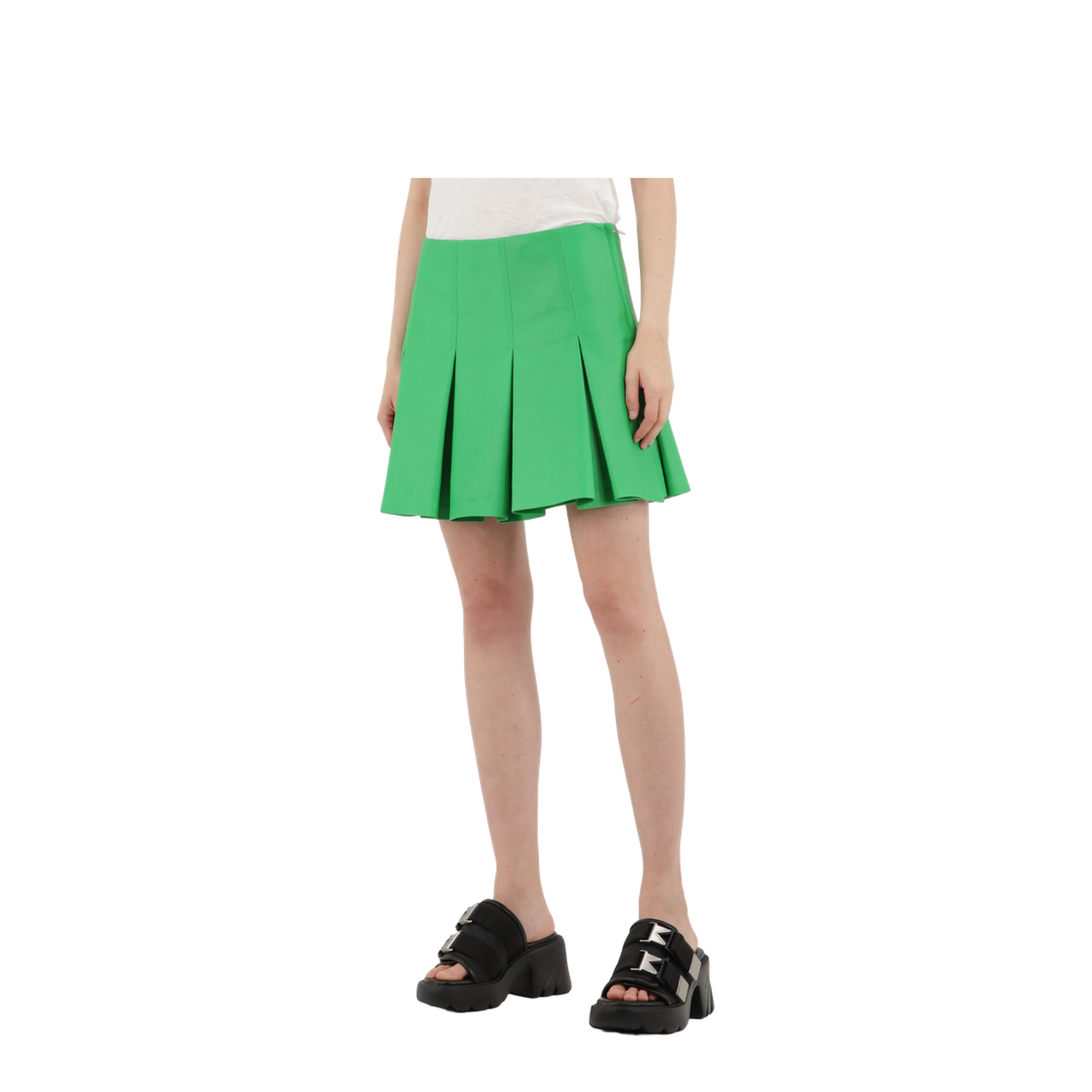 MAYFEYR - Bottega Veneta - Green Leather Skirt - 701478V23U04809