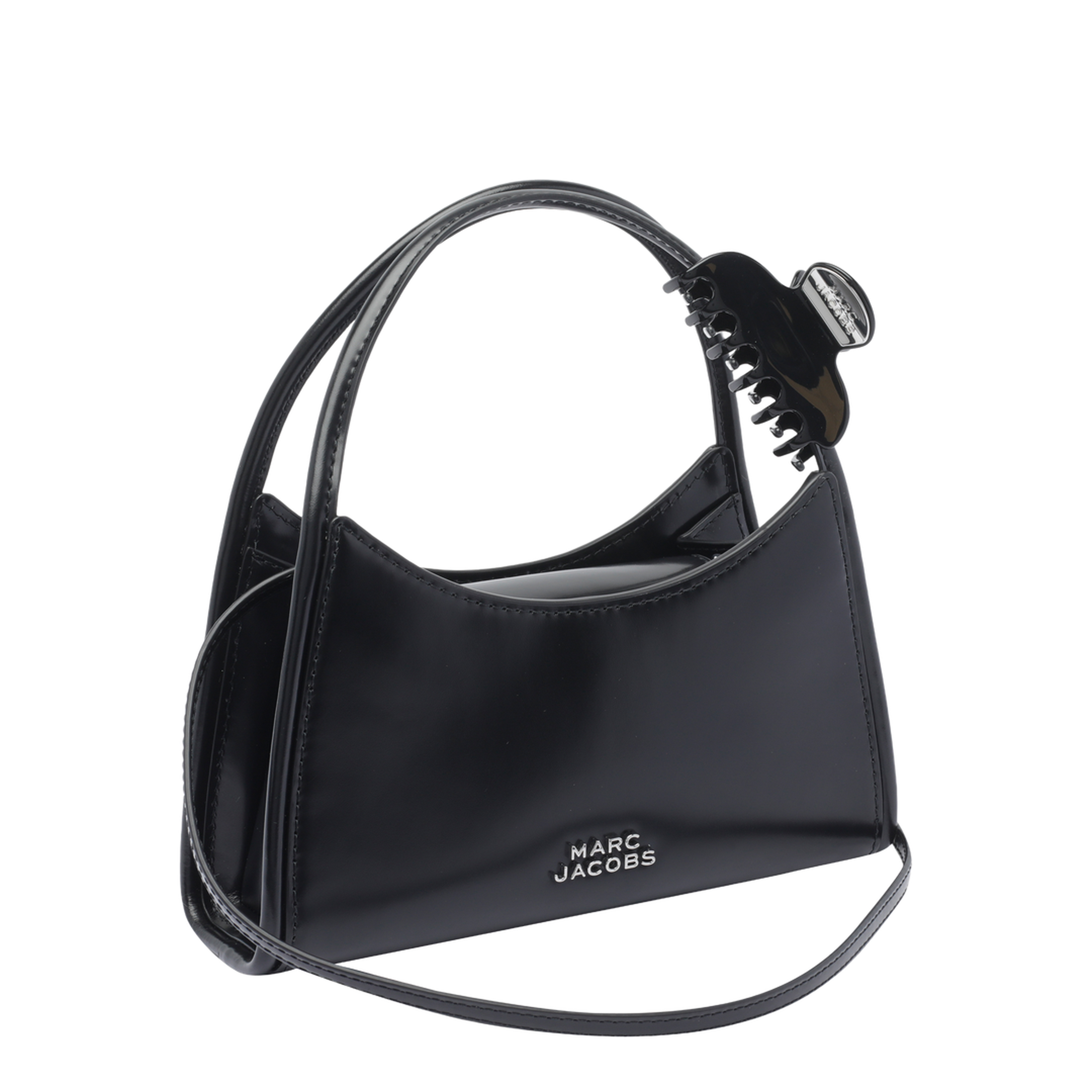 Glam Claw Clip Crossbody Bag Leather Black