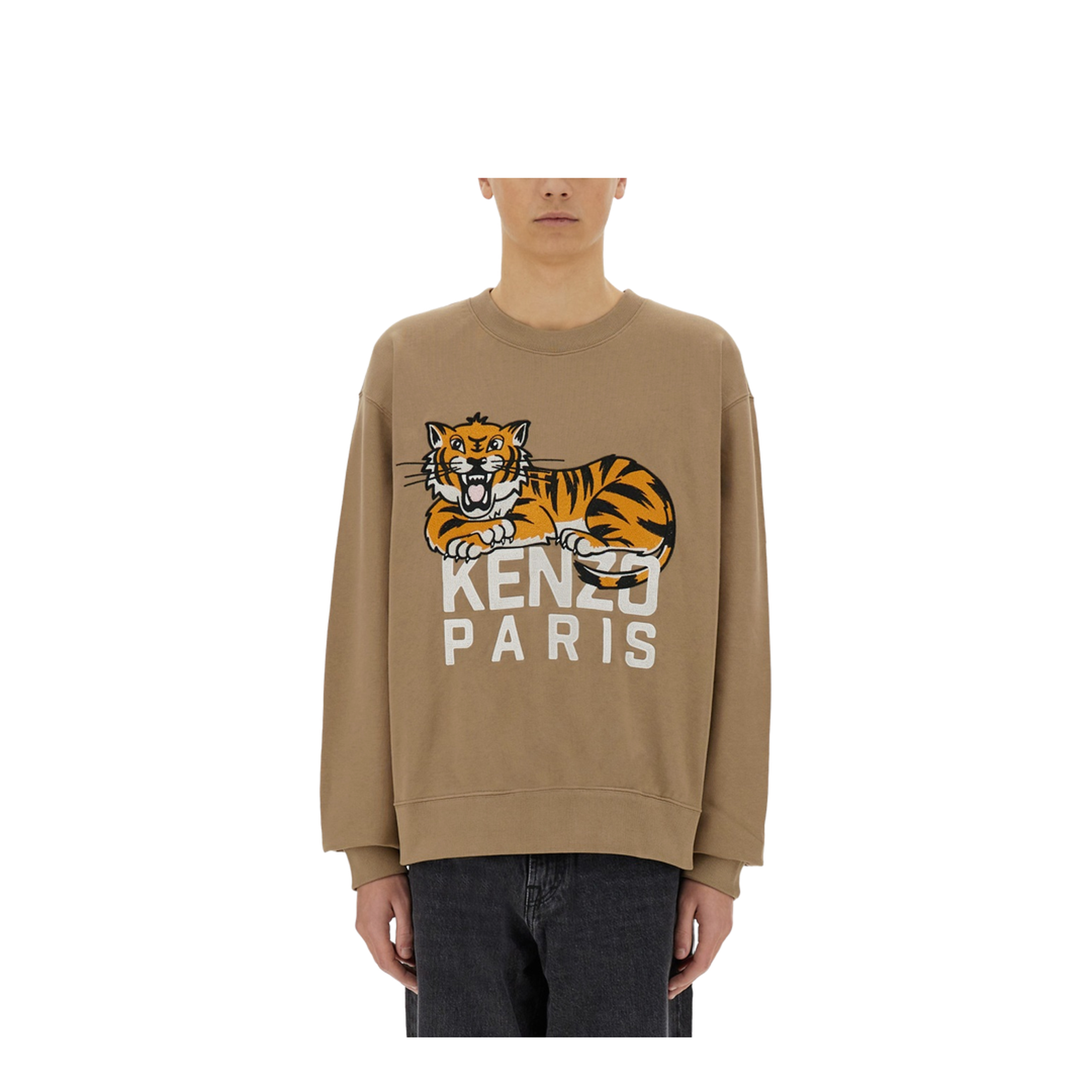 Happy Tiger Embroidered Sweatshirt in Cotton