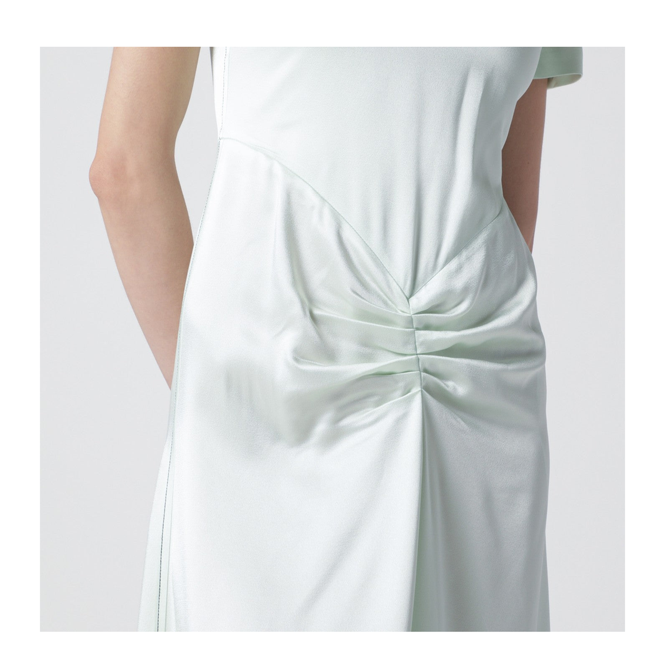 Blaire Dress with Gathered Waist in Aloe Colour