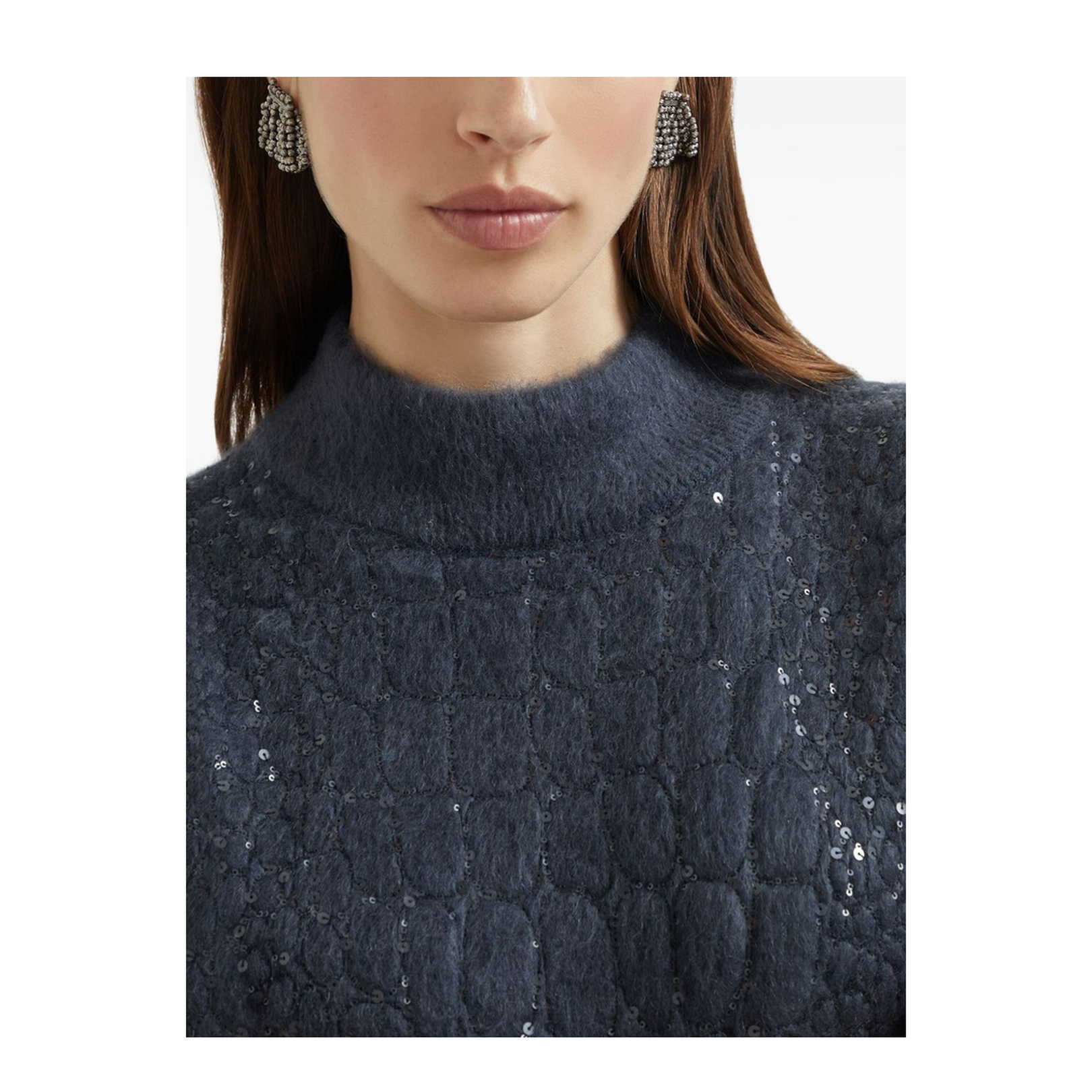 Dress with Dazzling Croc Motif in Navy Blue