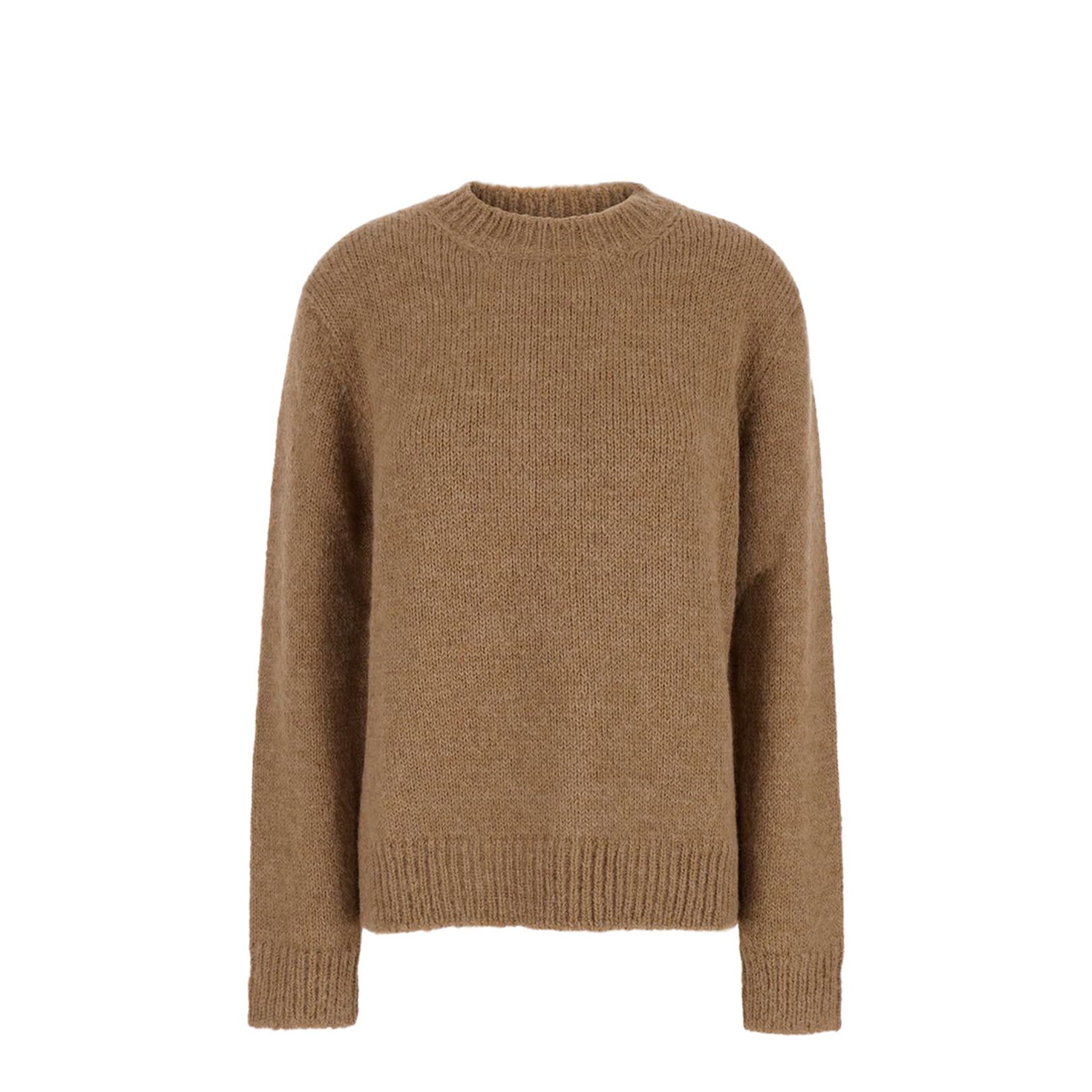 Oversized Beige Sweater With Ribbed Trim In Wool