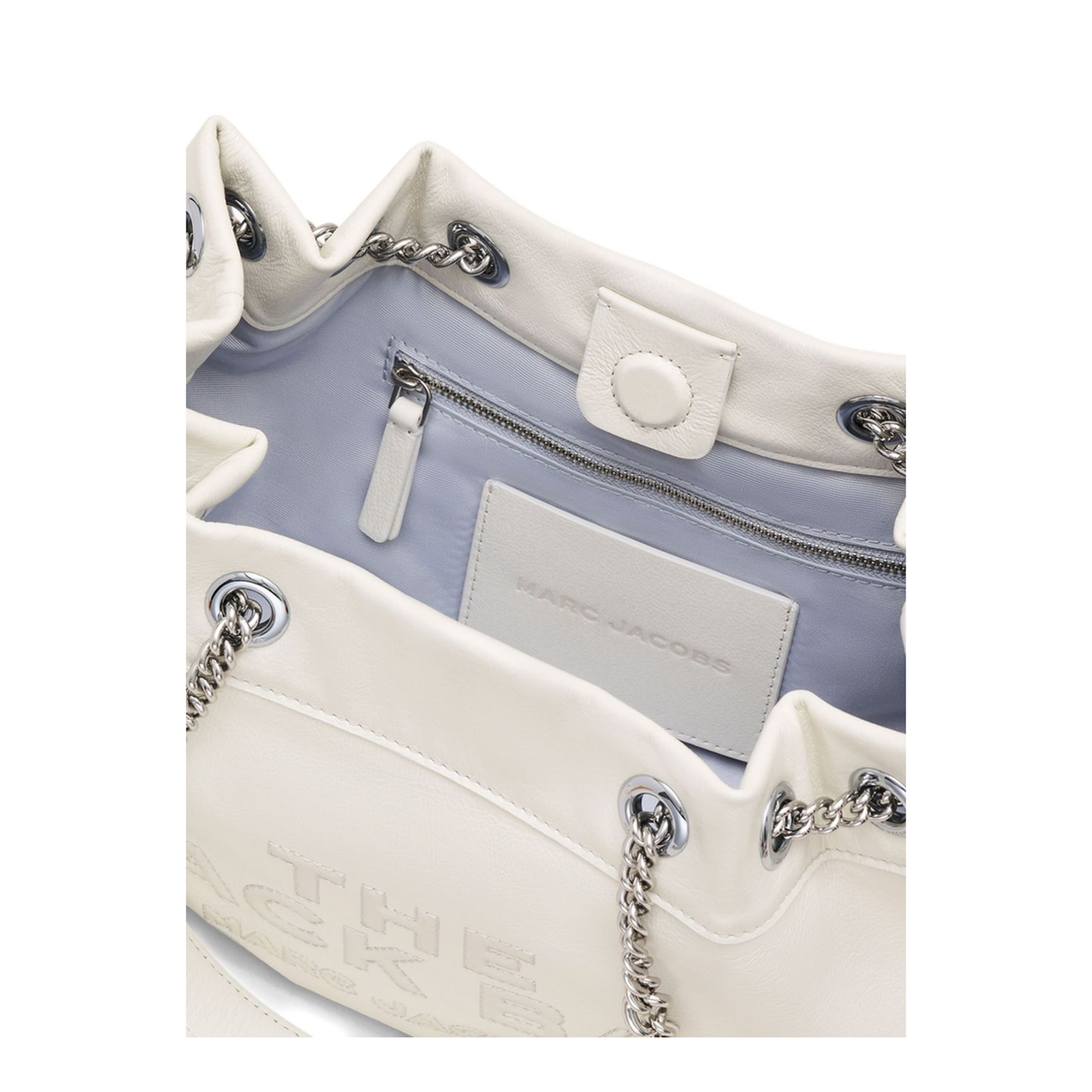 Chain Sack Shoulder Bag In White Leather