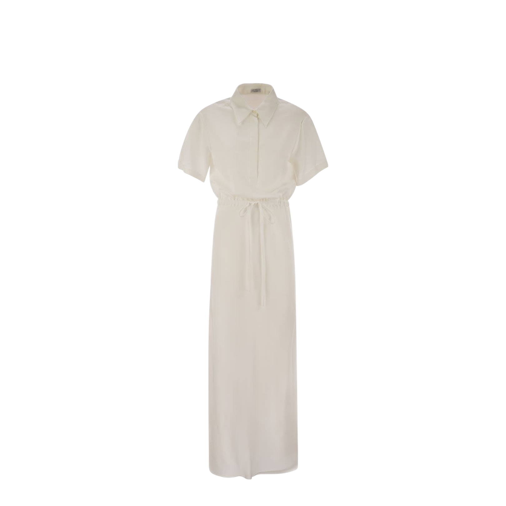 Fluid Viscose and Linen Twill Dress with Necklace