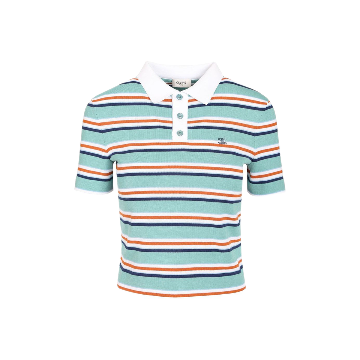 MAYFEYR - Celine - C Line Light Blue Cropped Polo Shirt - RY0UL3B21GFY6