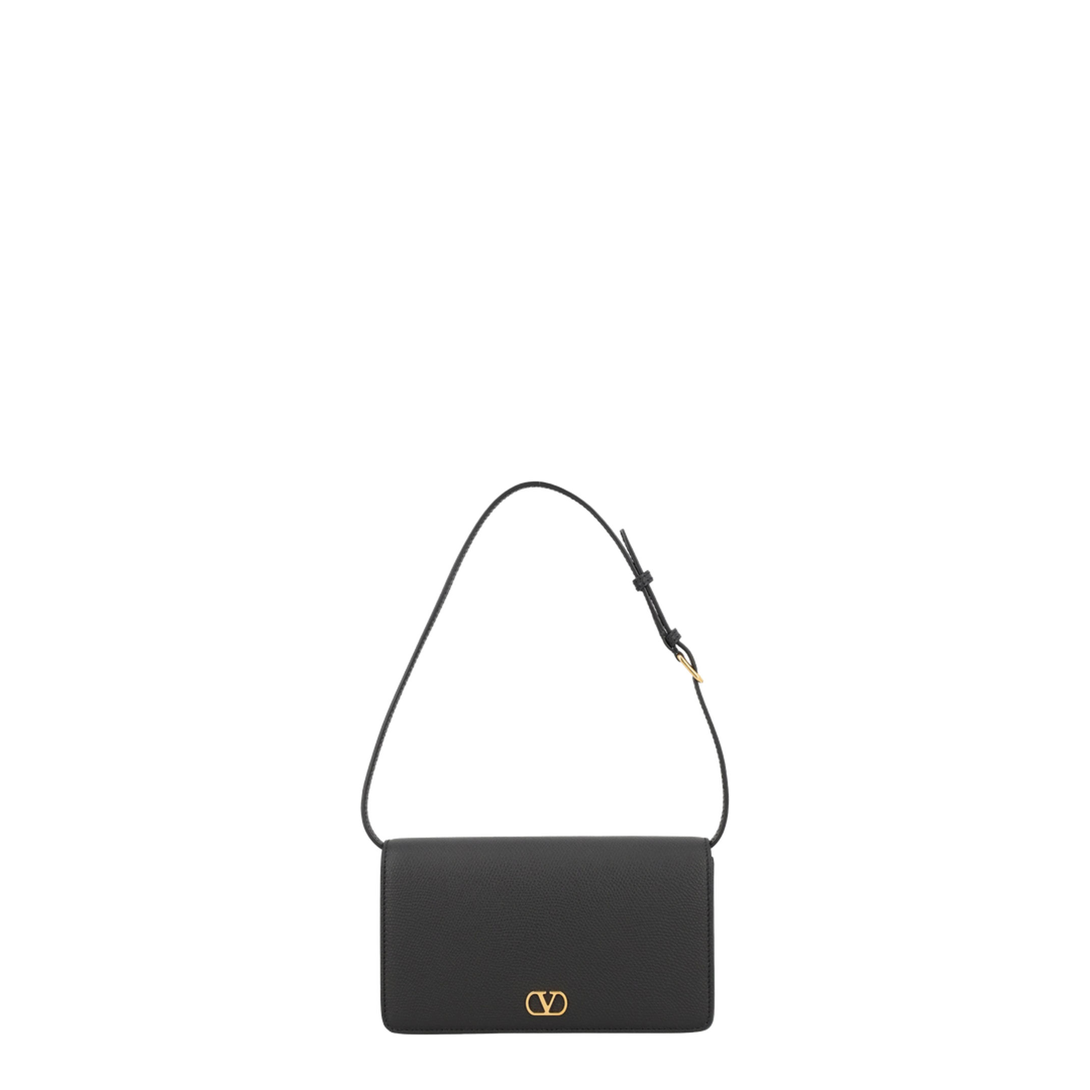 Black Leather VLogo Signature Clutch