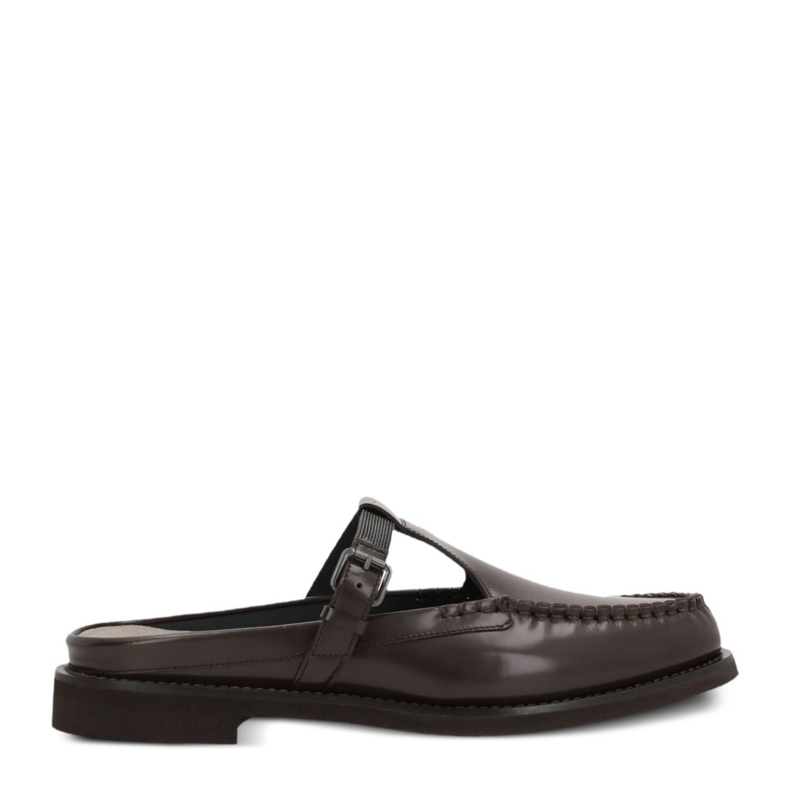 【関税&送料込】Brunello Cucinelli Flat Mules In Brushed Lea Brunello Cucinelli Monili Suede Buckle Flat Mules | Neiman