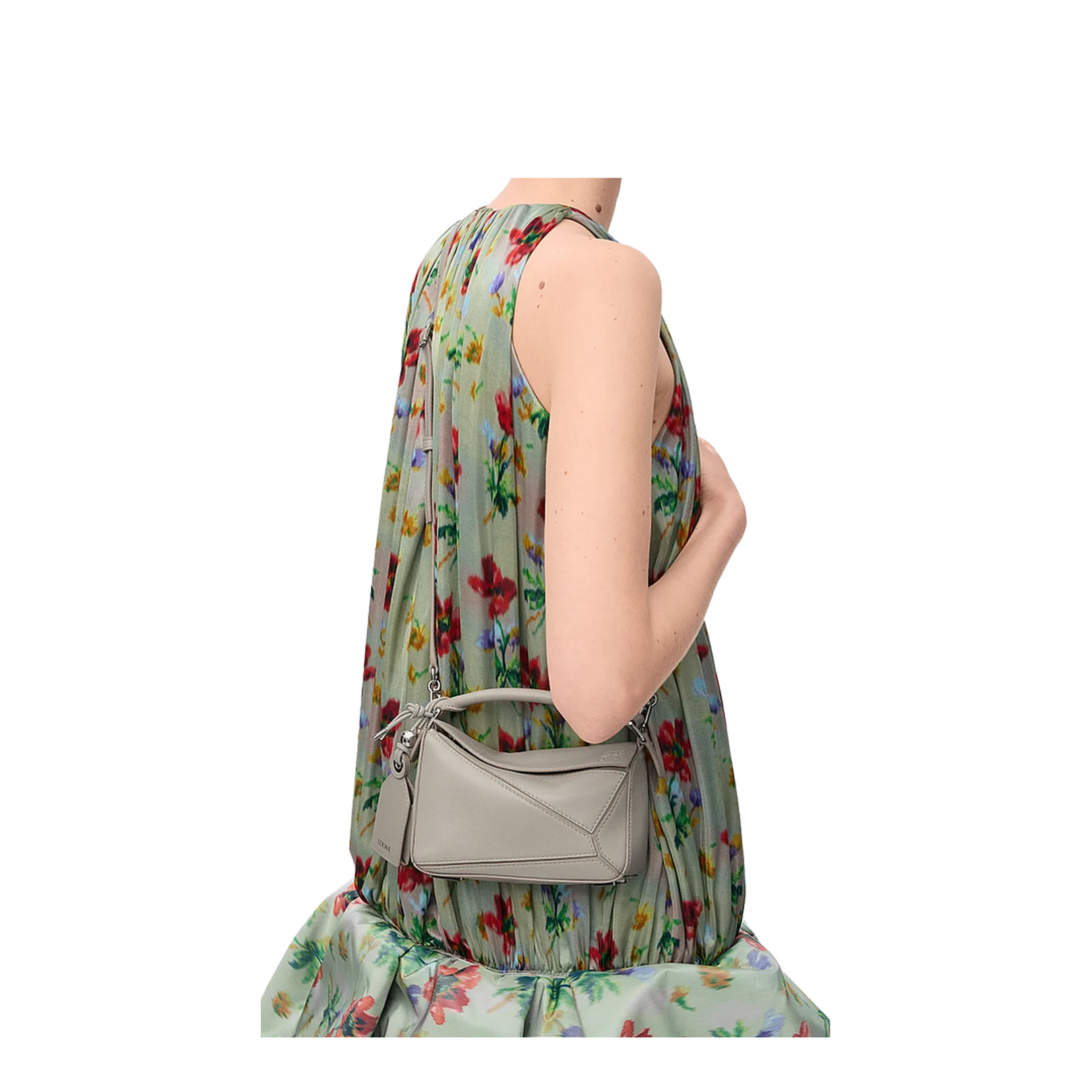 Mini Featherlight Puzzle Bag in Nappa Lambskin Grey