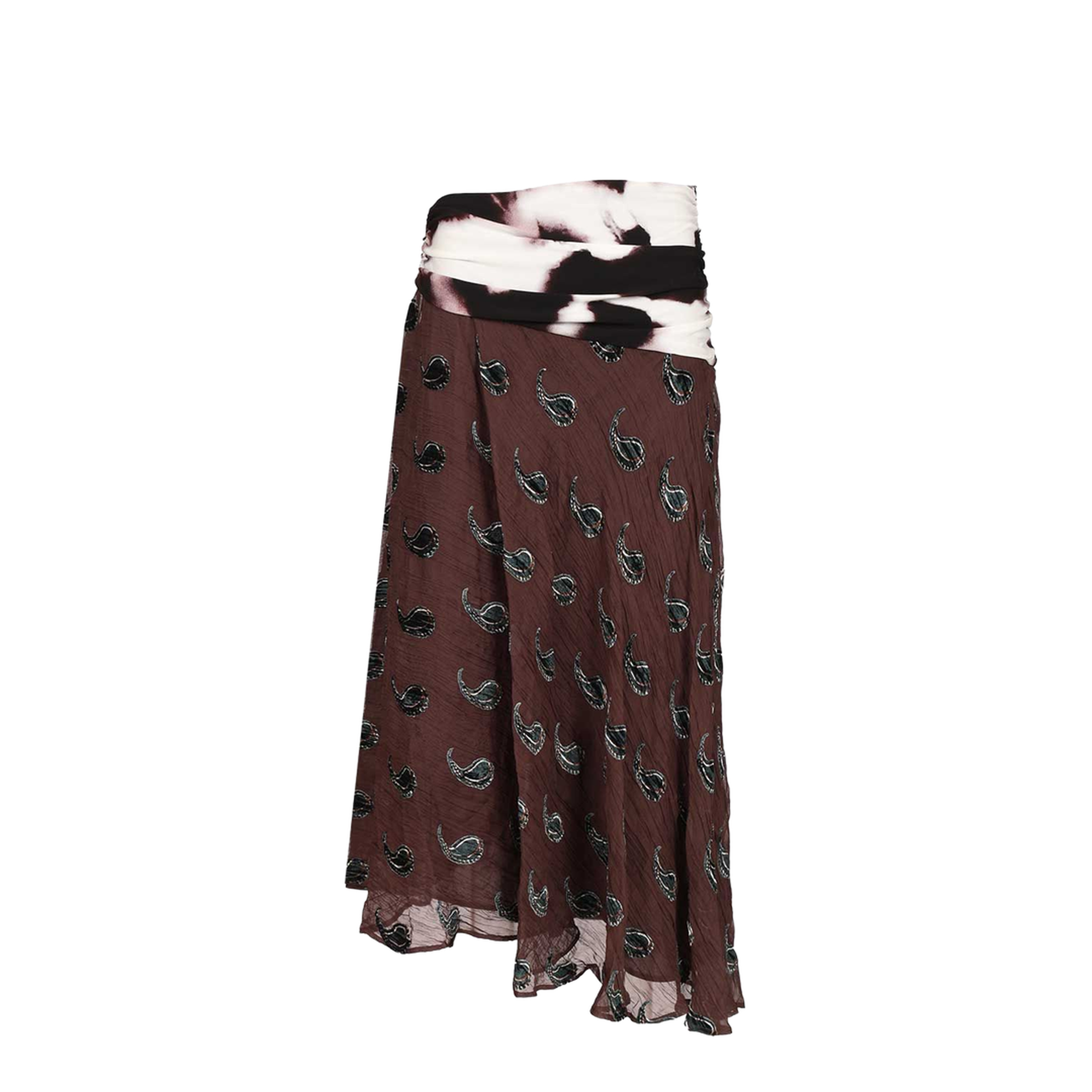 Asymmetrical Midi Skirt with Paisley Print