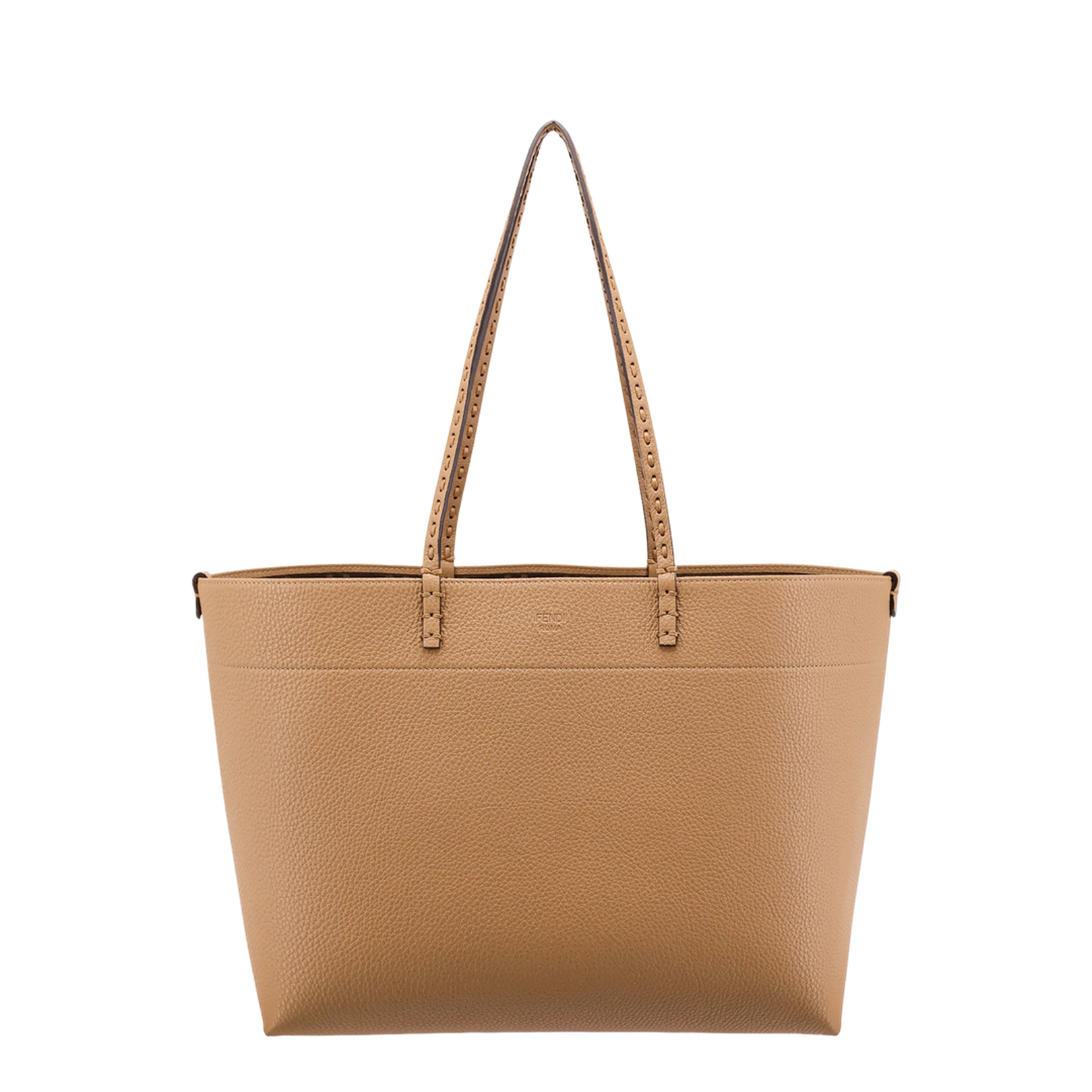 Roll Medium Leather Structured Tote - Tan