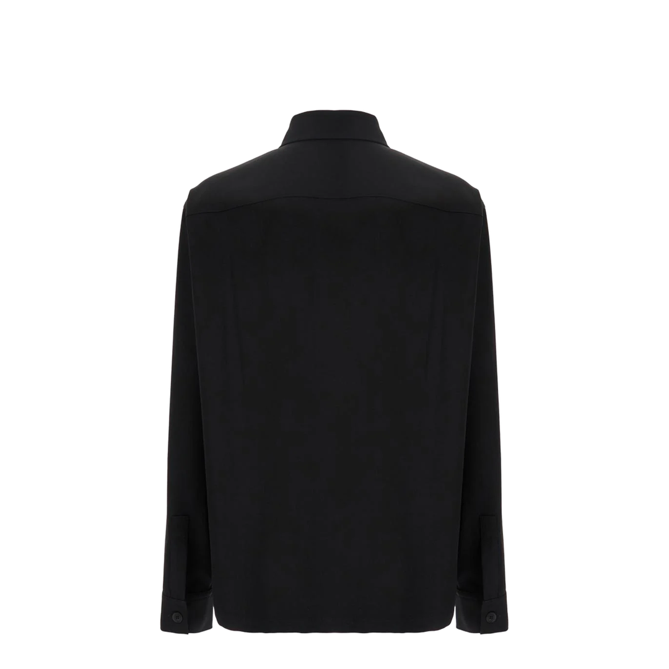 Relaxed Fit Virgin Wool Stretch Overshirt Black