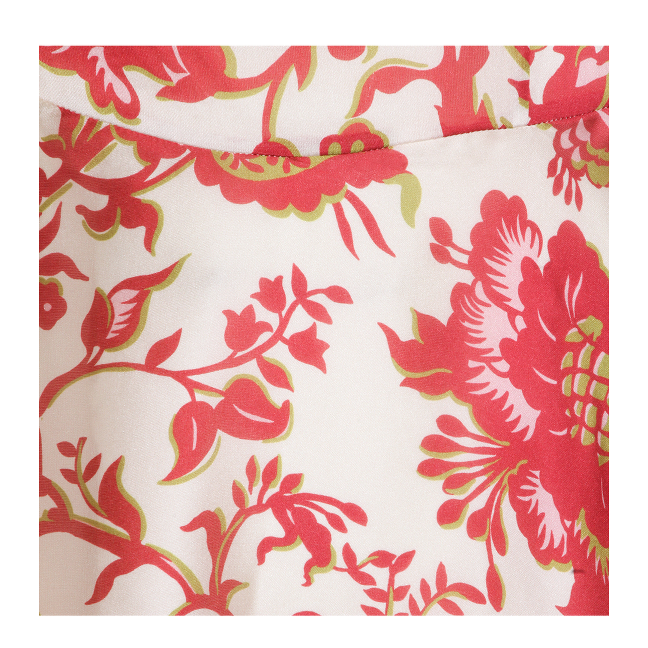 Floral Motif Silk Long Dress