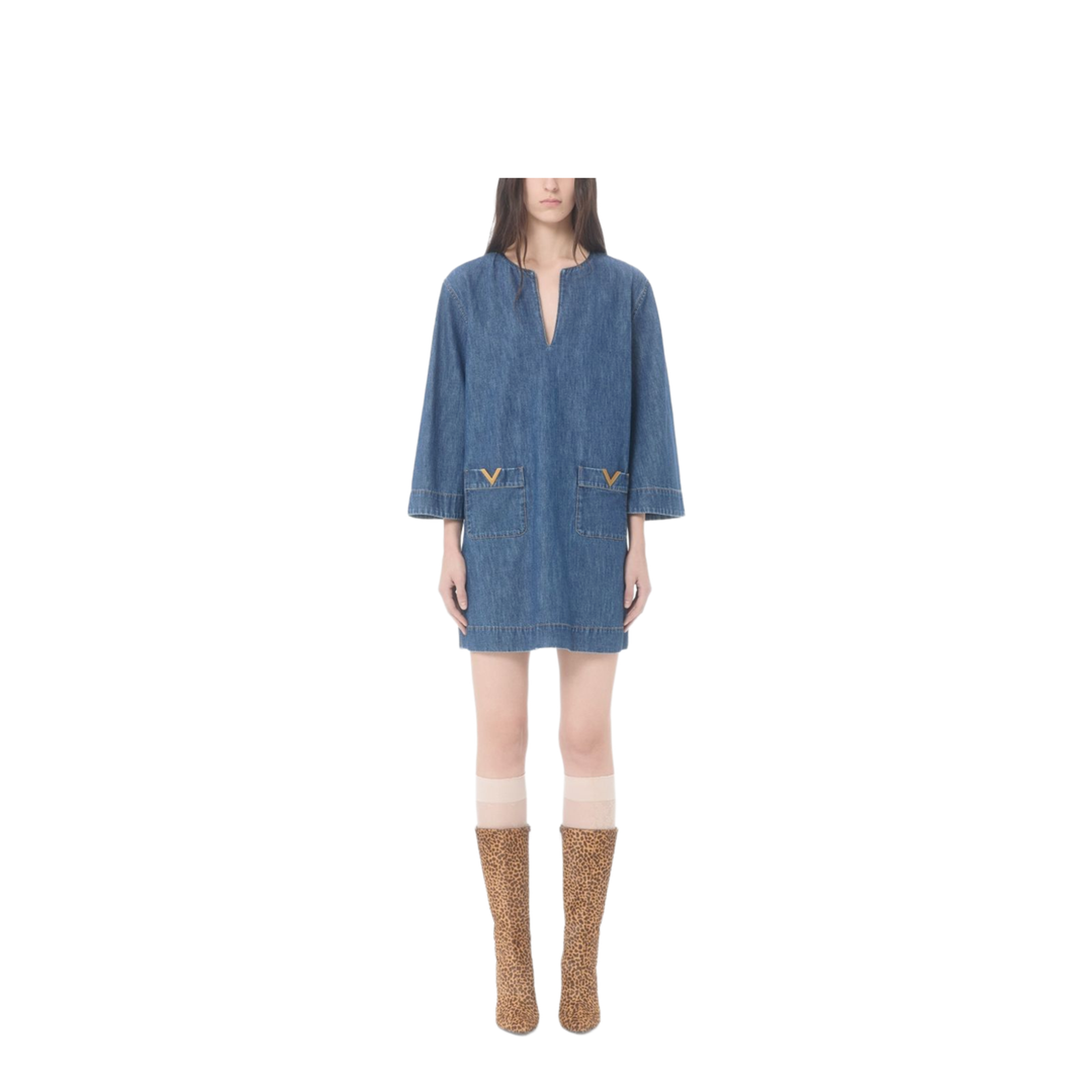 Vlogo Signature Denim Short Dress