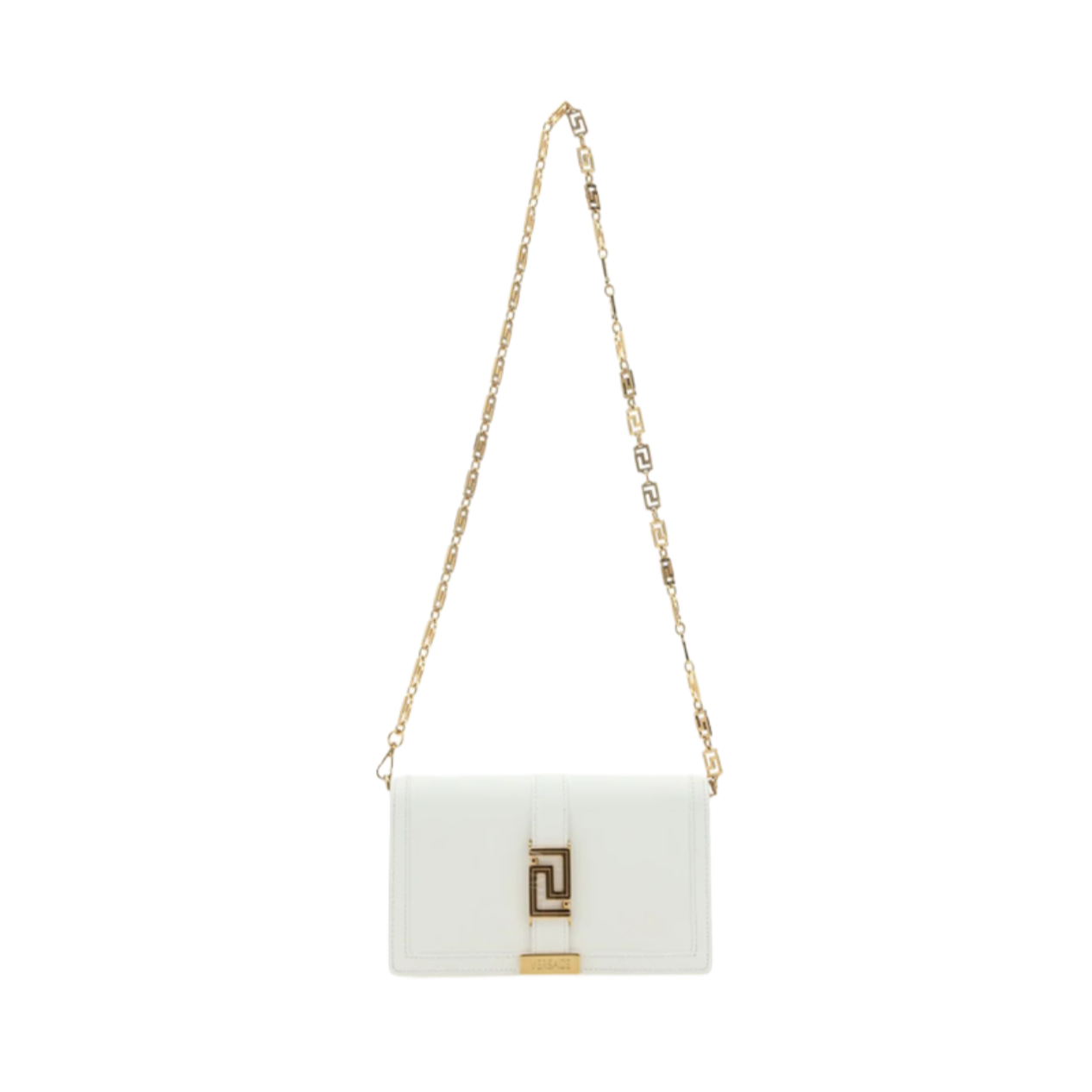 Gold-colored Greek motif shoulder bag