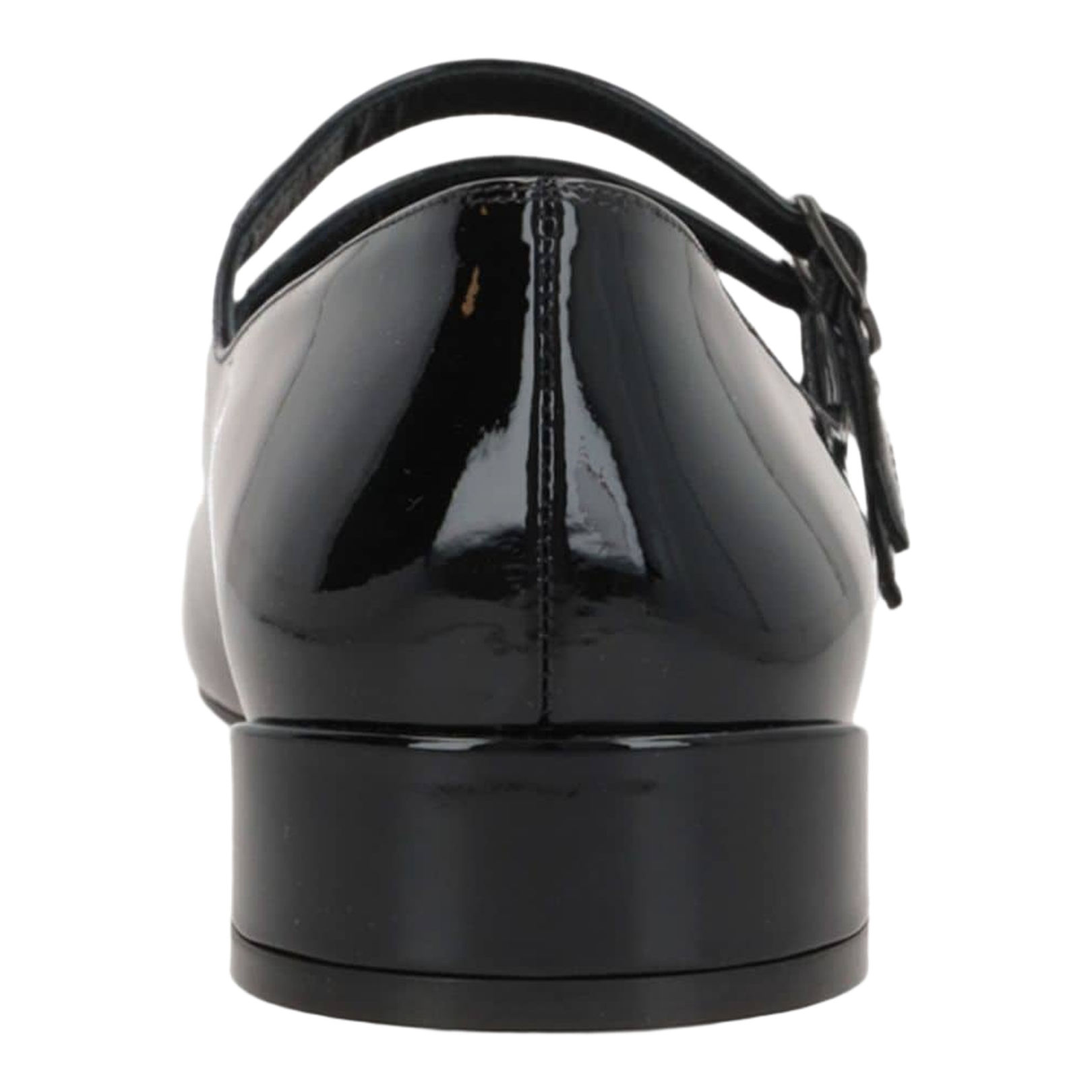 Black Calf Leather Patent Finish Almond Toe Buckle Fastening
