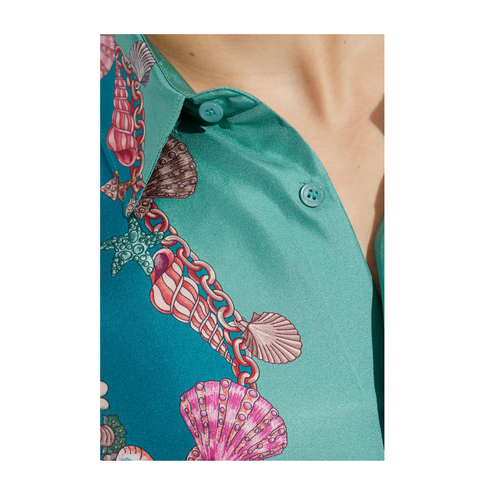 Silk Shirt with Coral Theatre Print