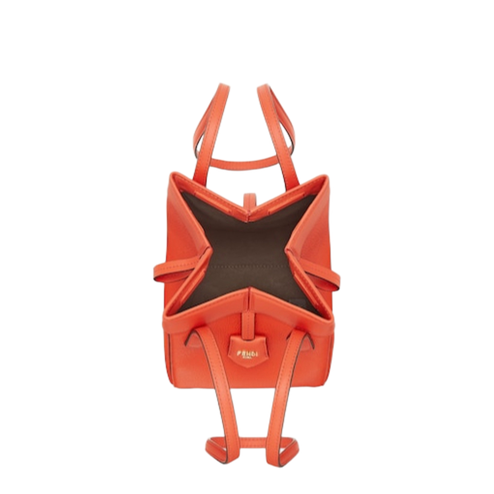 Origami Mini Leather Bucket Bags - Orange