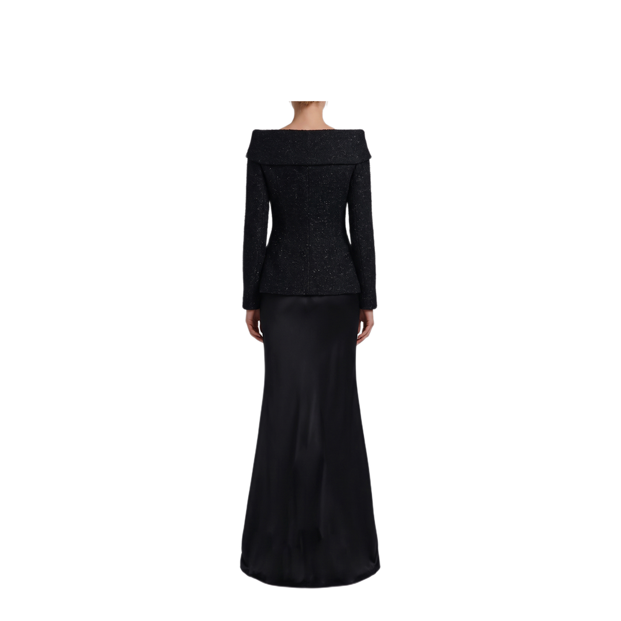 MAYFEYR - Self Portrait - Metallic Boucl 6 Satin Maxi Dress - AW26-057XAB